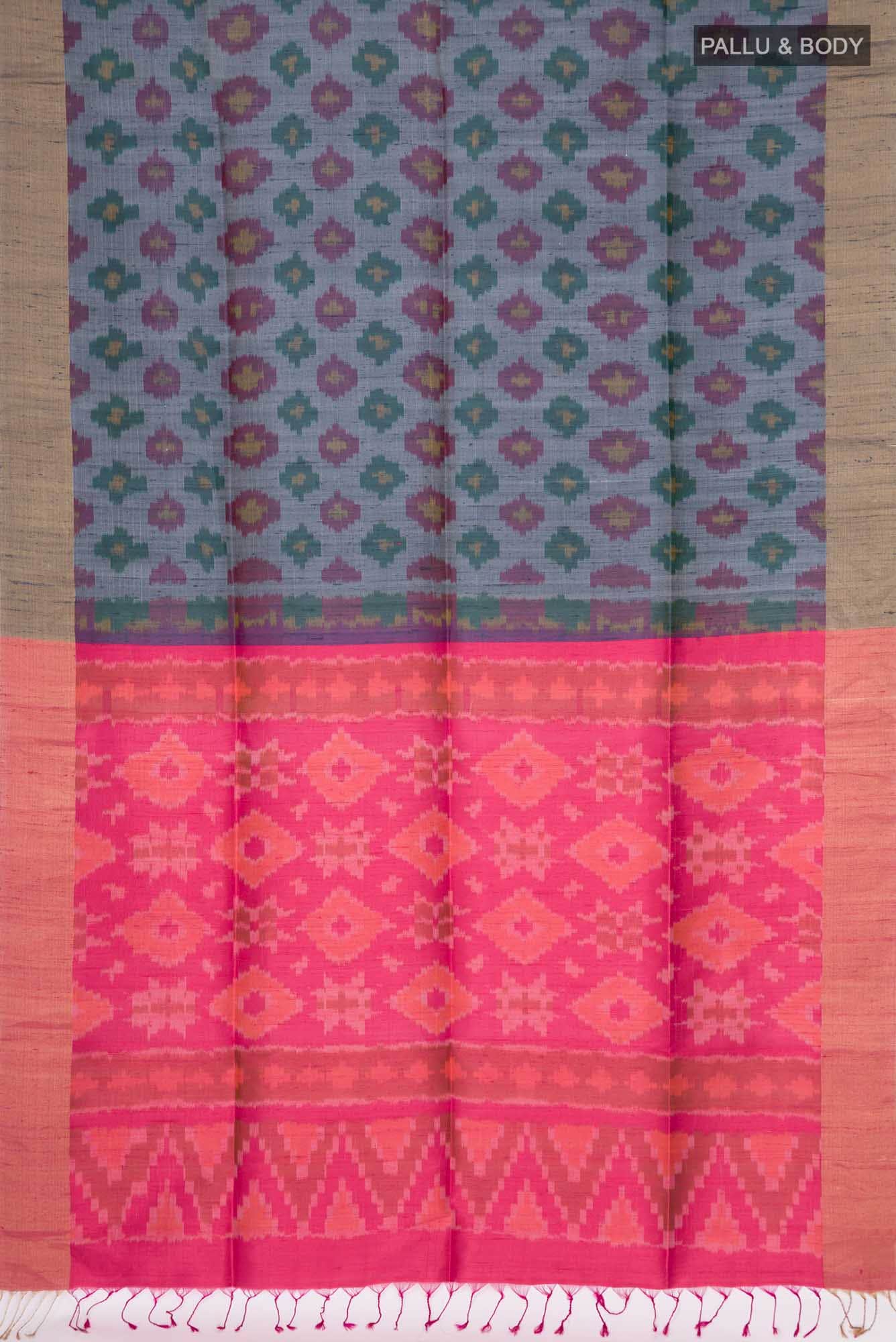 Grey Raw Silk Saree - Image 3