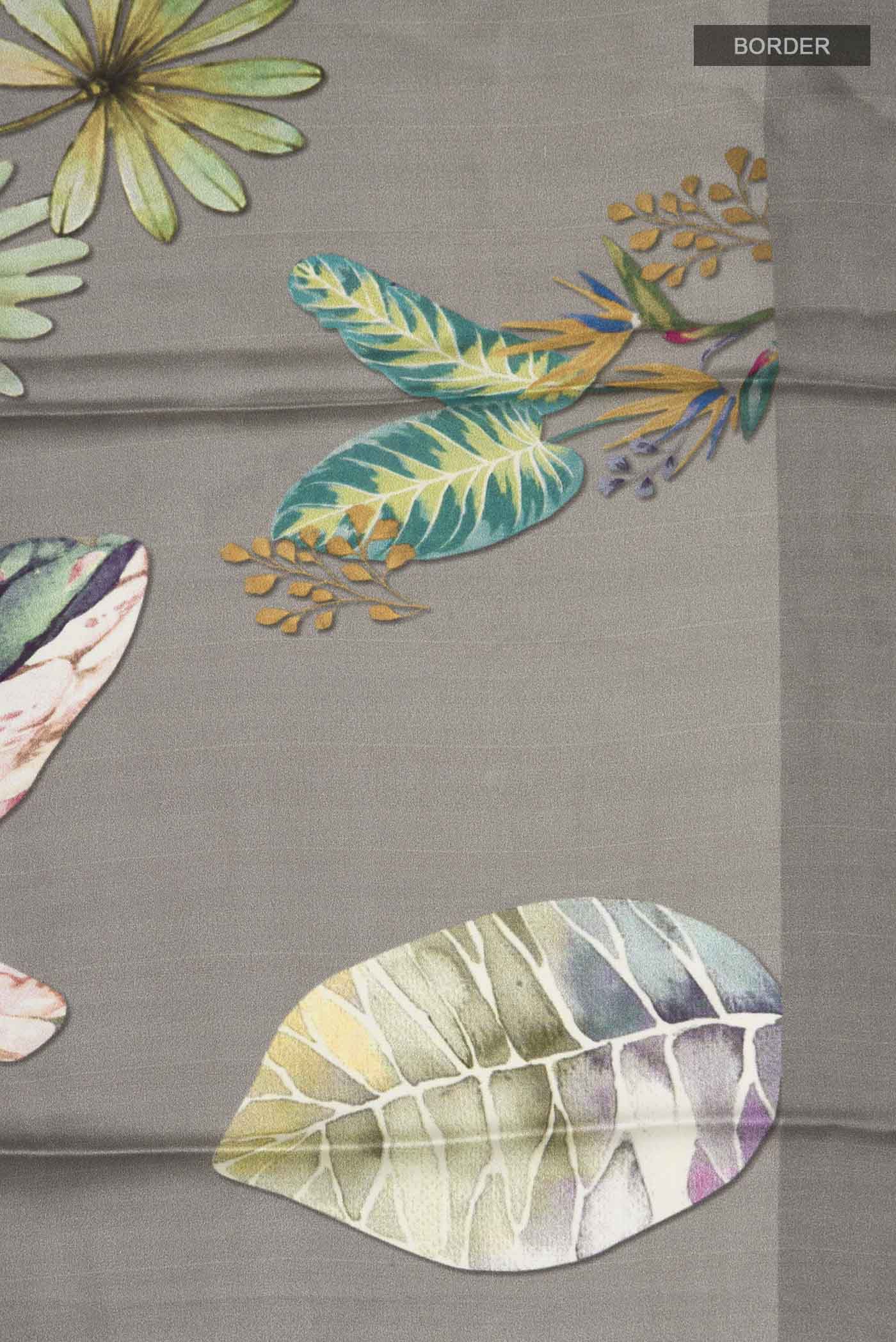 Grey Satin Silk Saree - Image 3