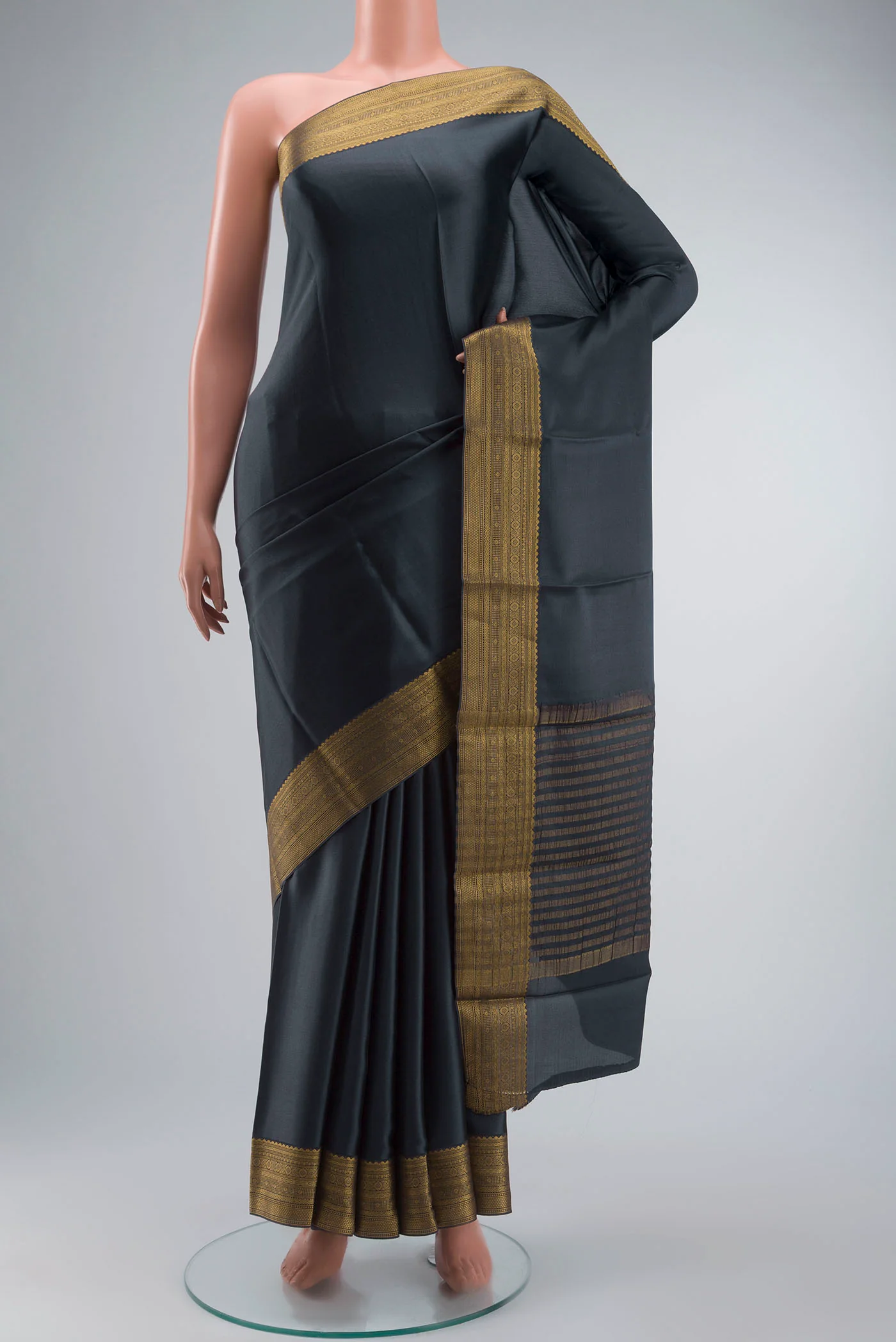 Grey Satin Silk Saree