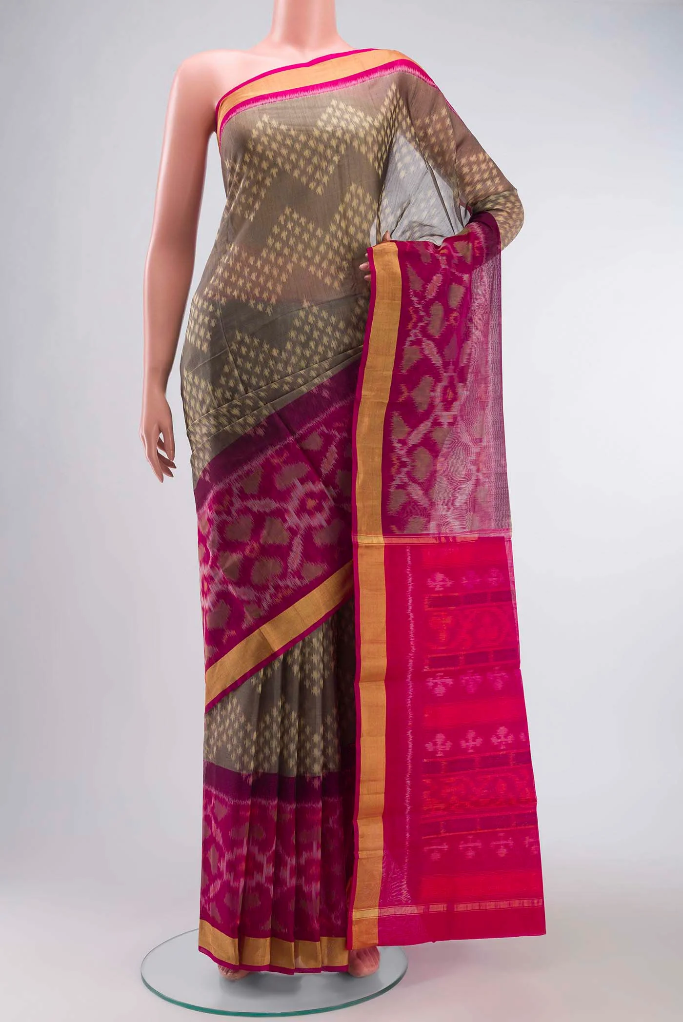Grey Silk Cotton Saree