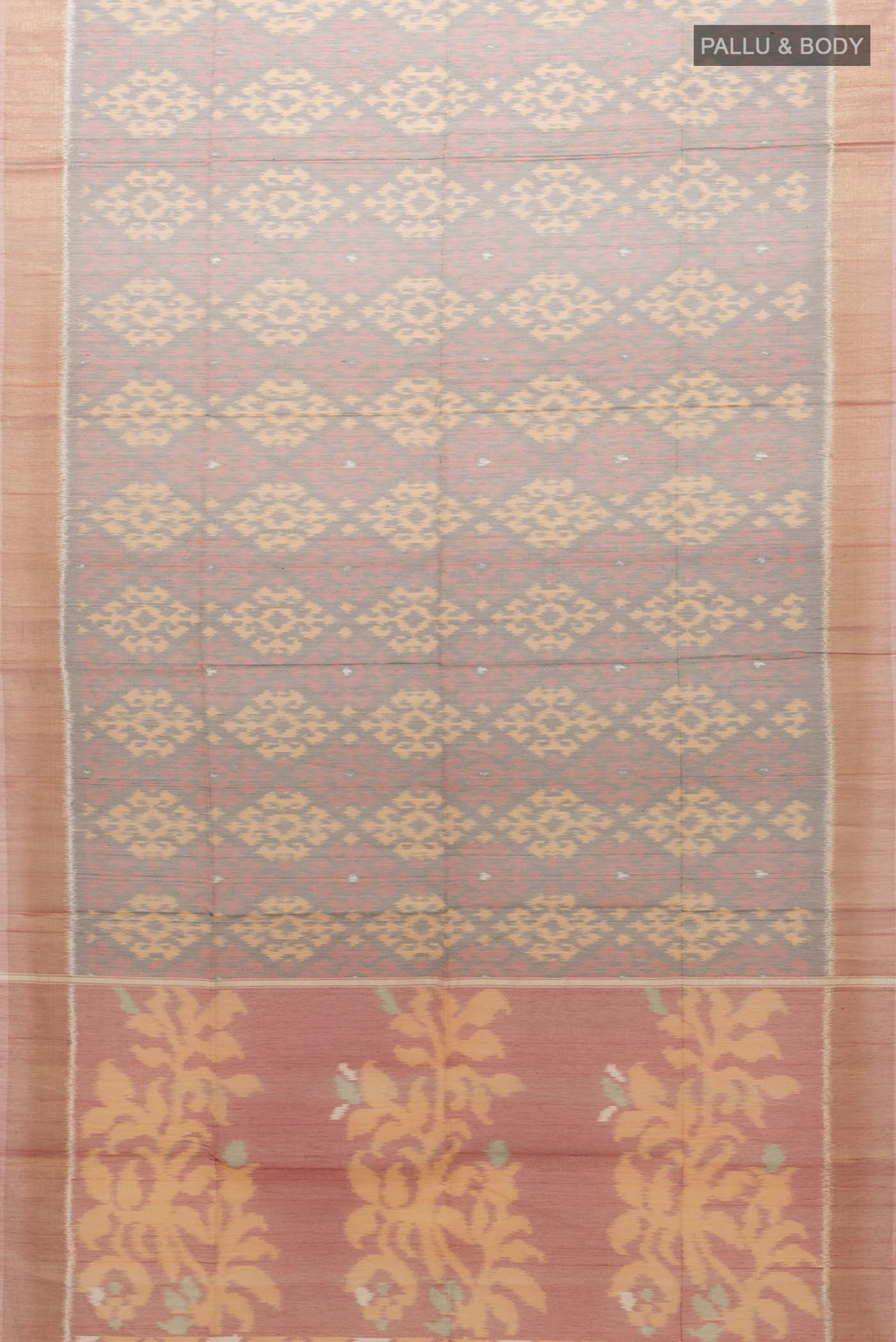 Grey Silk Cotton Saree - Image 5