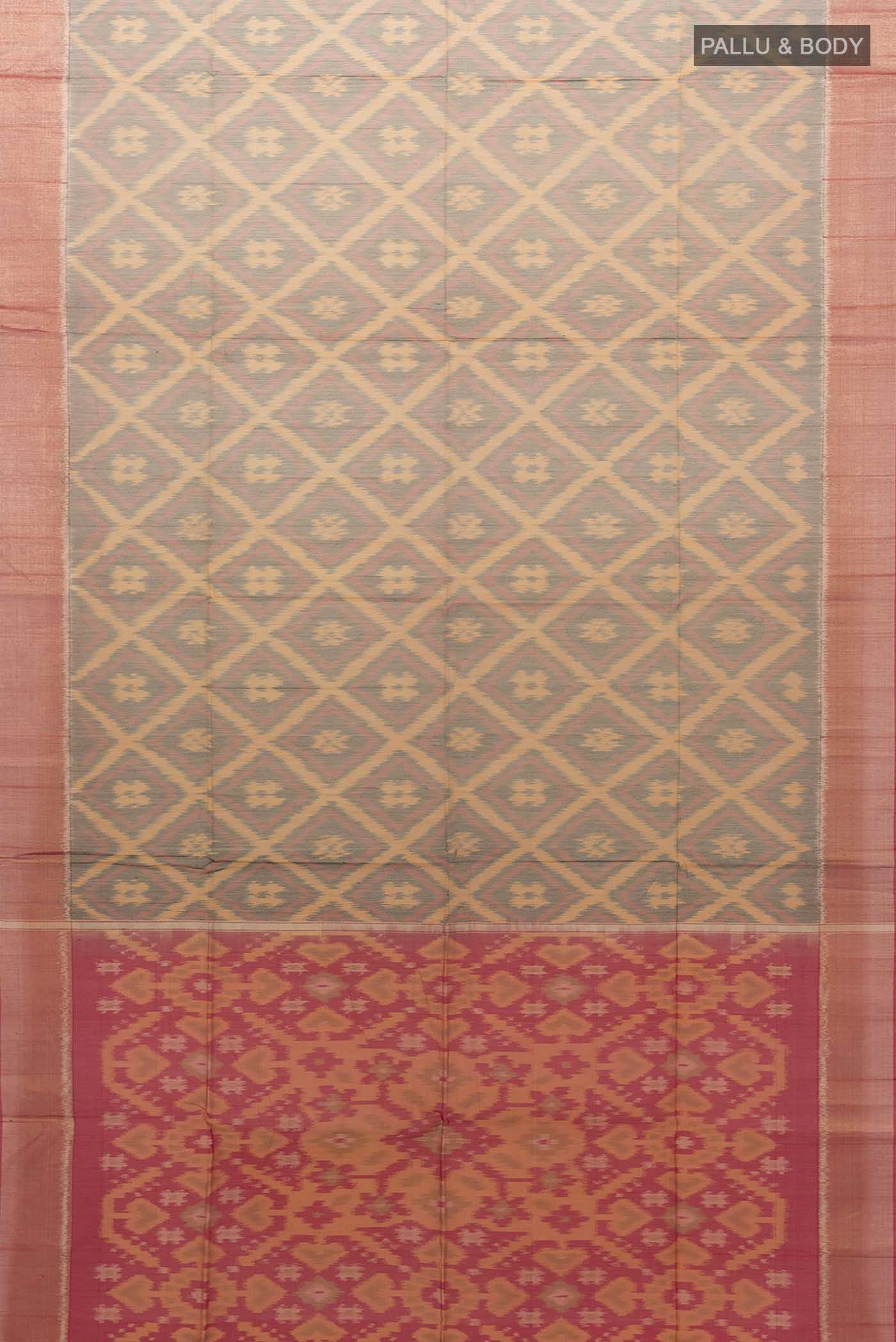 Grey Silk Cotton Saree - Image 5