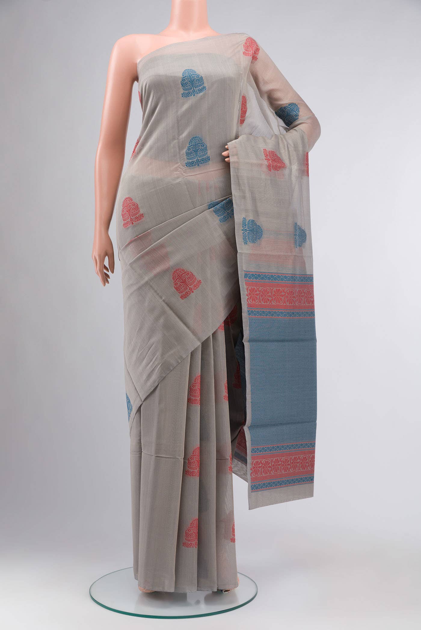 Grey Silk Cotton Saree