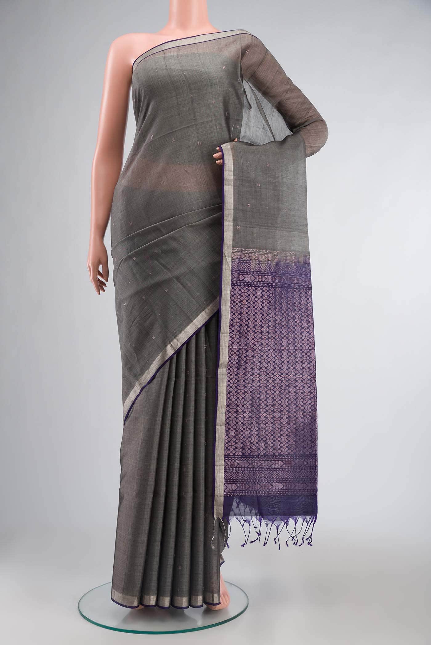 Grey Silk Cotton Saree