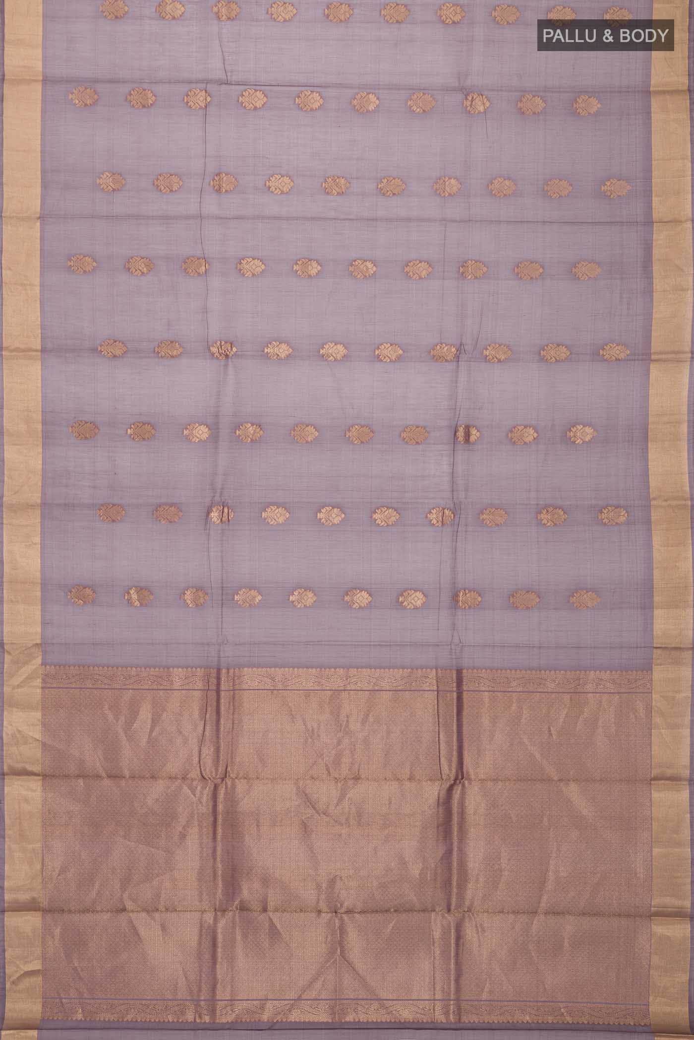 Grey Silk Cotton Saree - Image 2