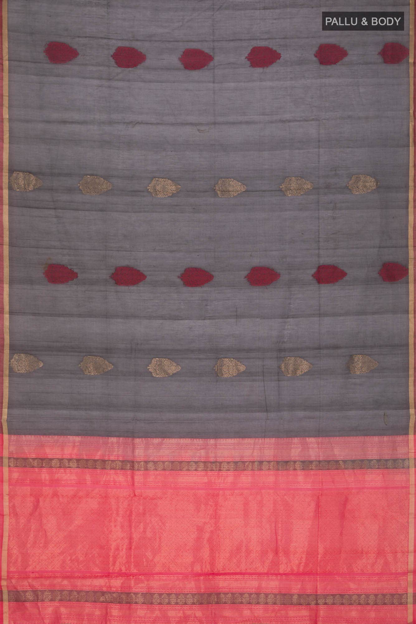 Grey Silk Cotton Saree - Image 2