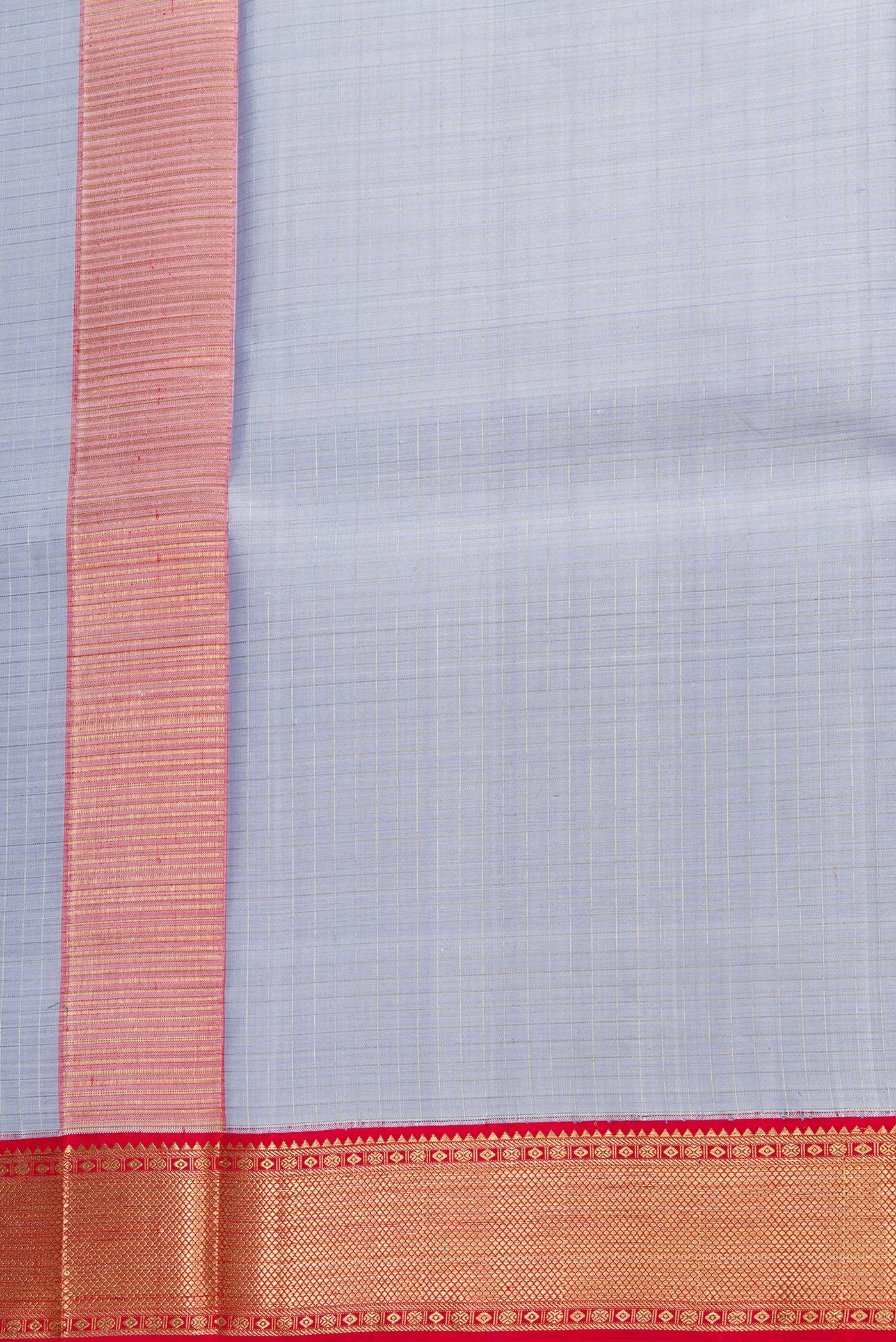 Light Blue Silk Dhoti With Angavastram (9X 5) Muzham - Image 3