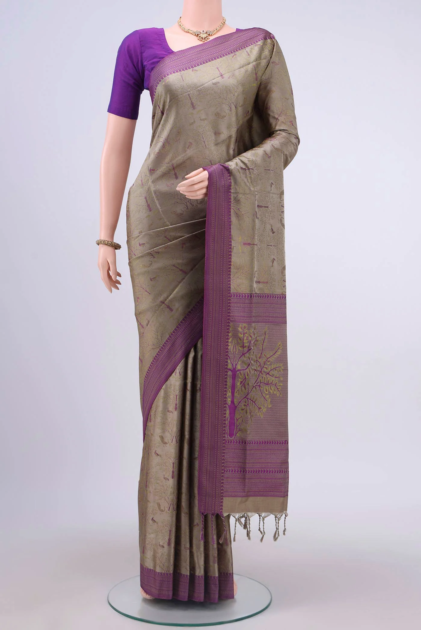 Grey Soft Silk Saree