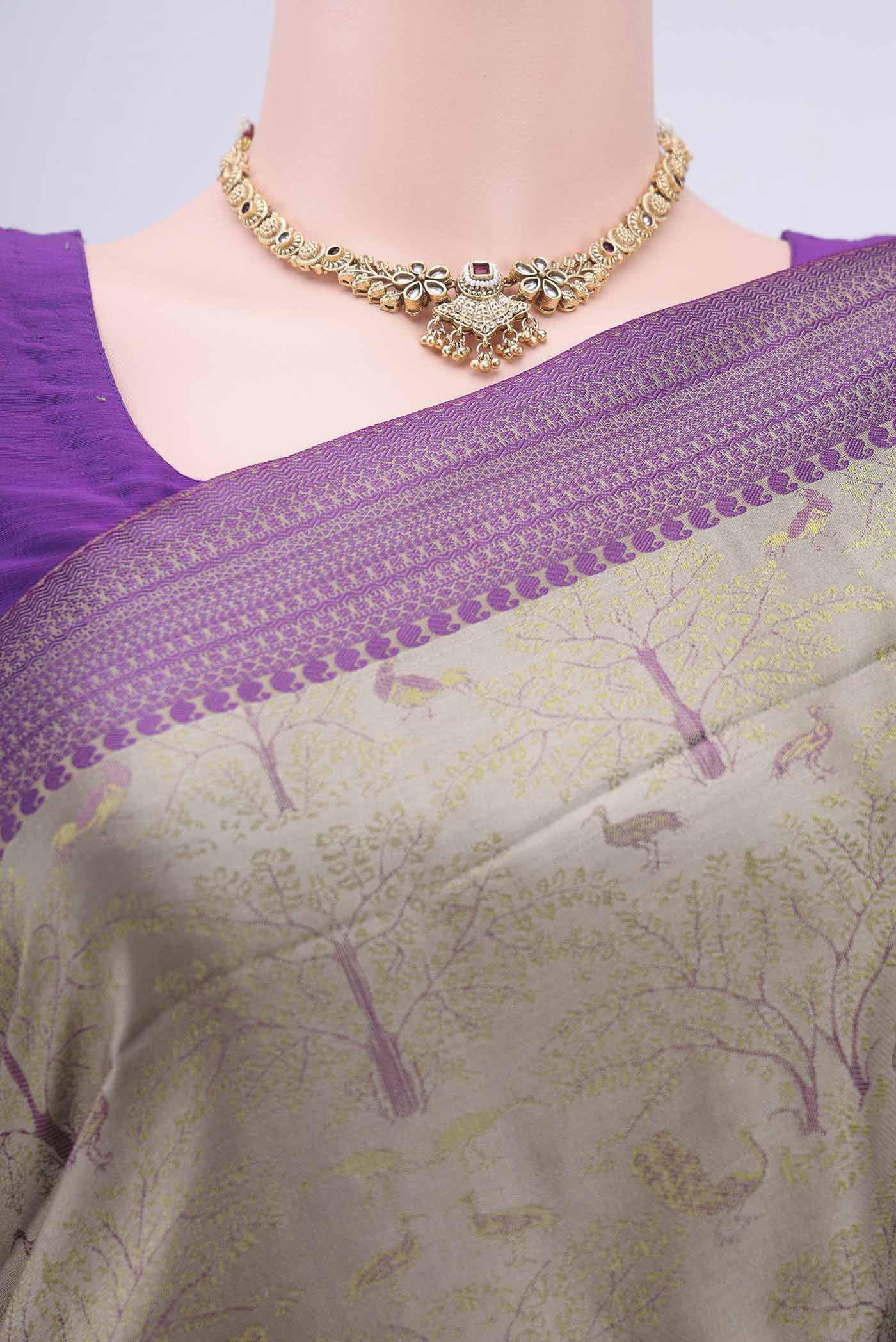 Grey Soft Silk Saree - Image 2