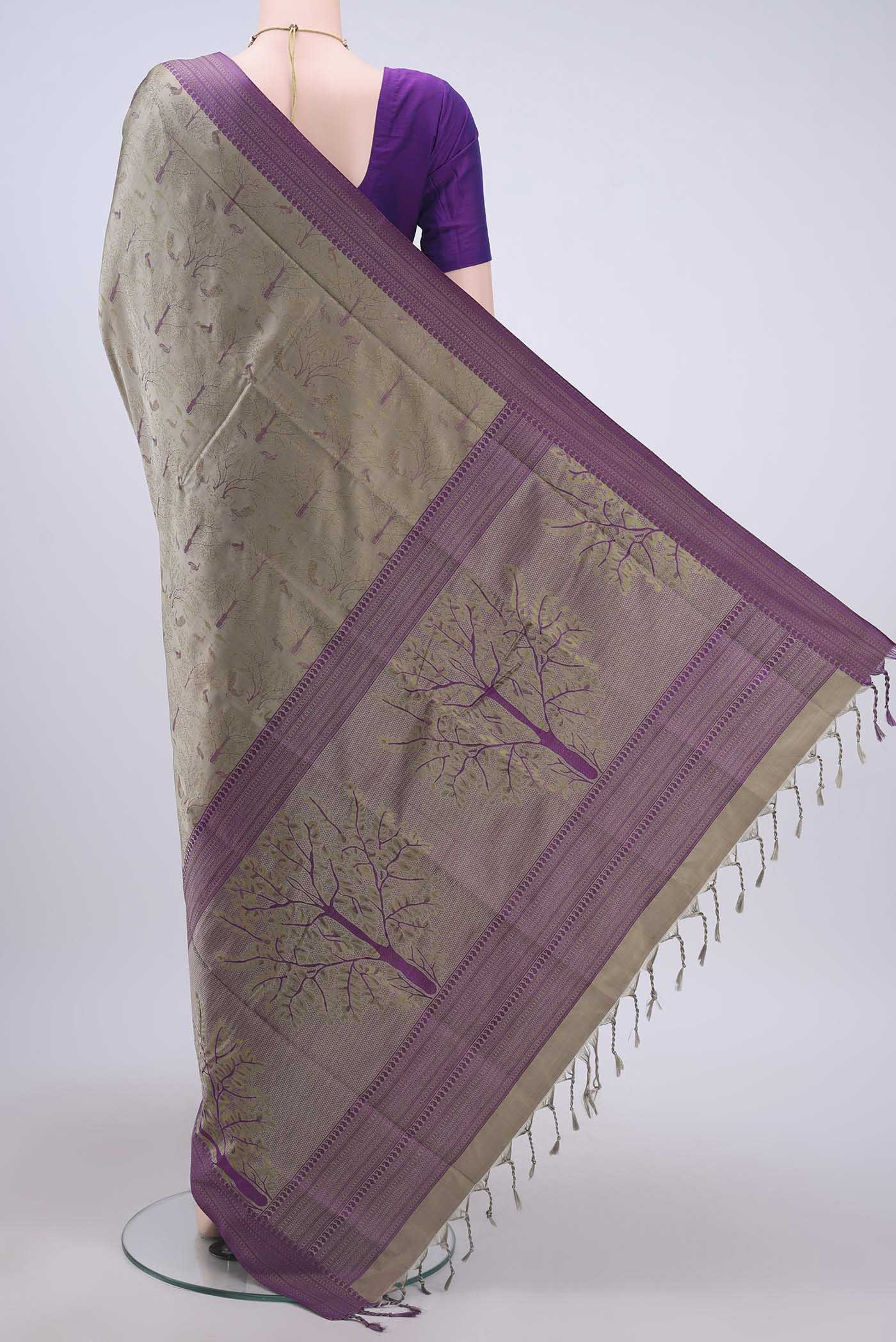 Grey Soft Silk Saree - Image 3