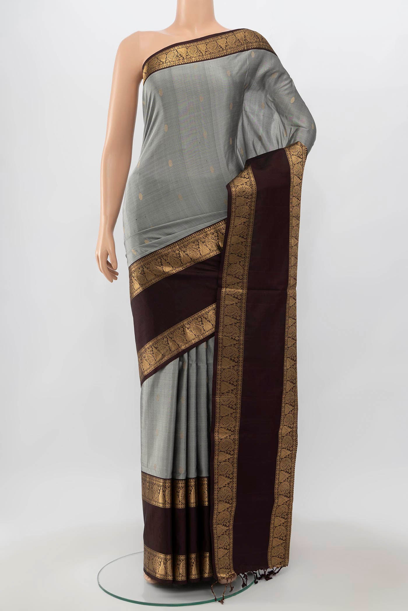 Grey Soft Silk Saree