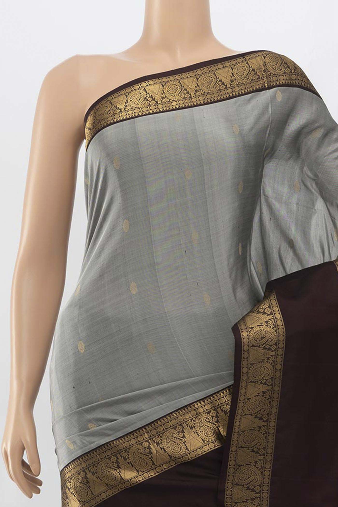 Grey Soft Silk Saree - Image 2