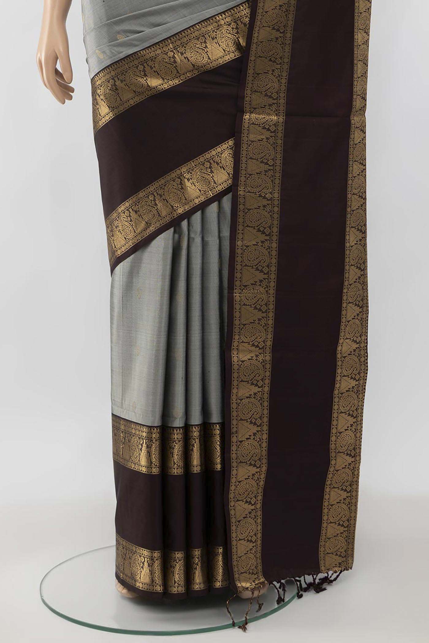 Grey Soft Silk Saree - Image 3