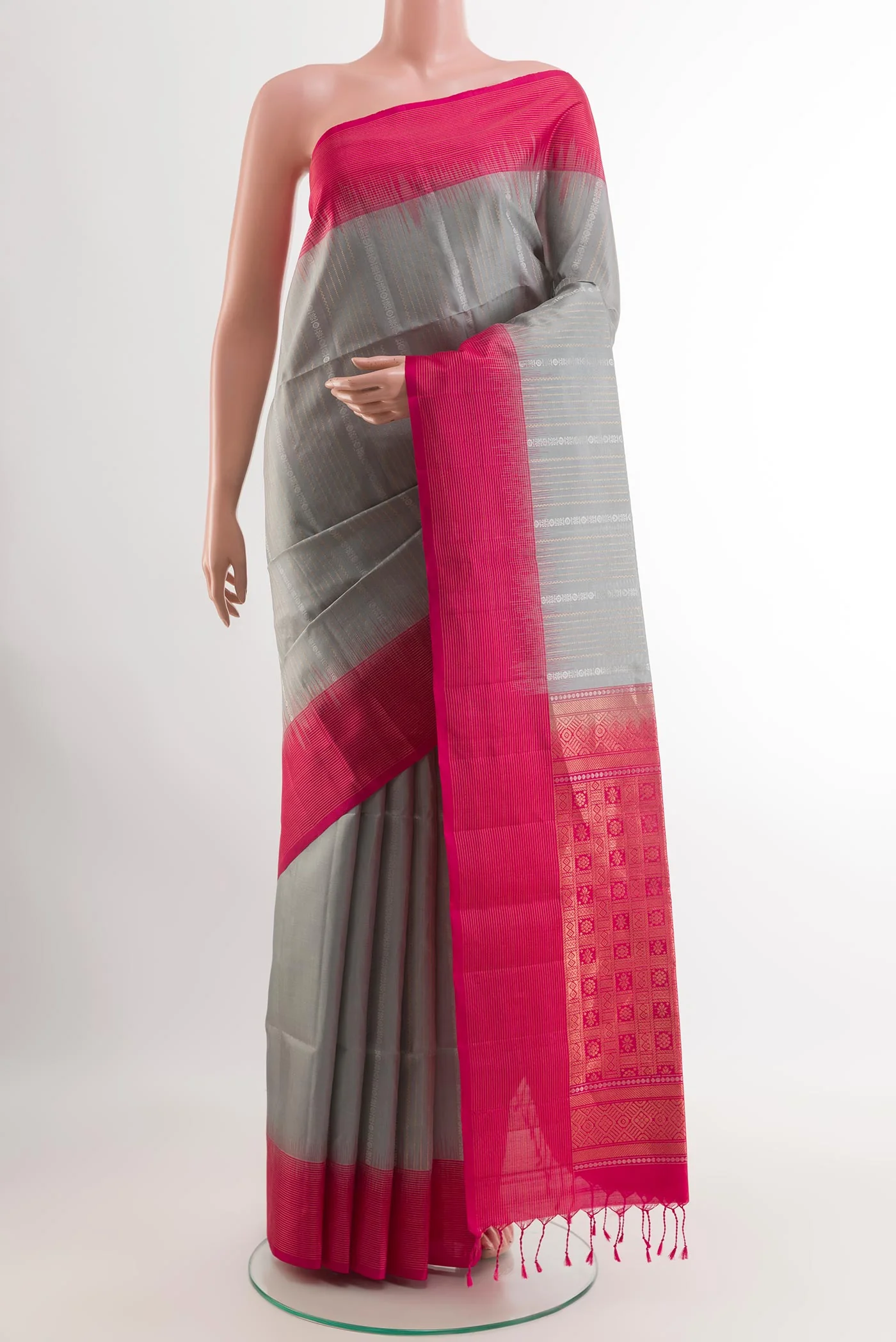 Grey Soft Silk Saree
