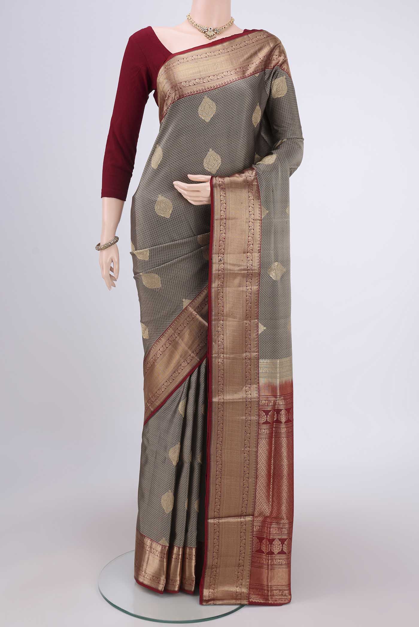Grey Soft Silk Saree