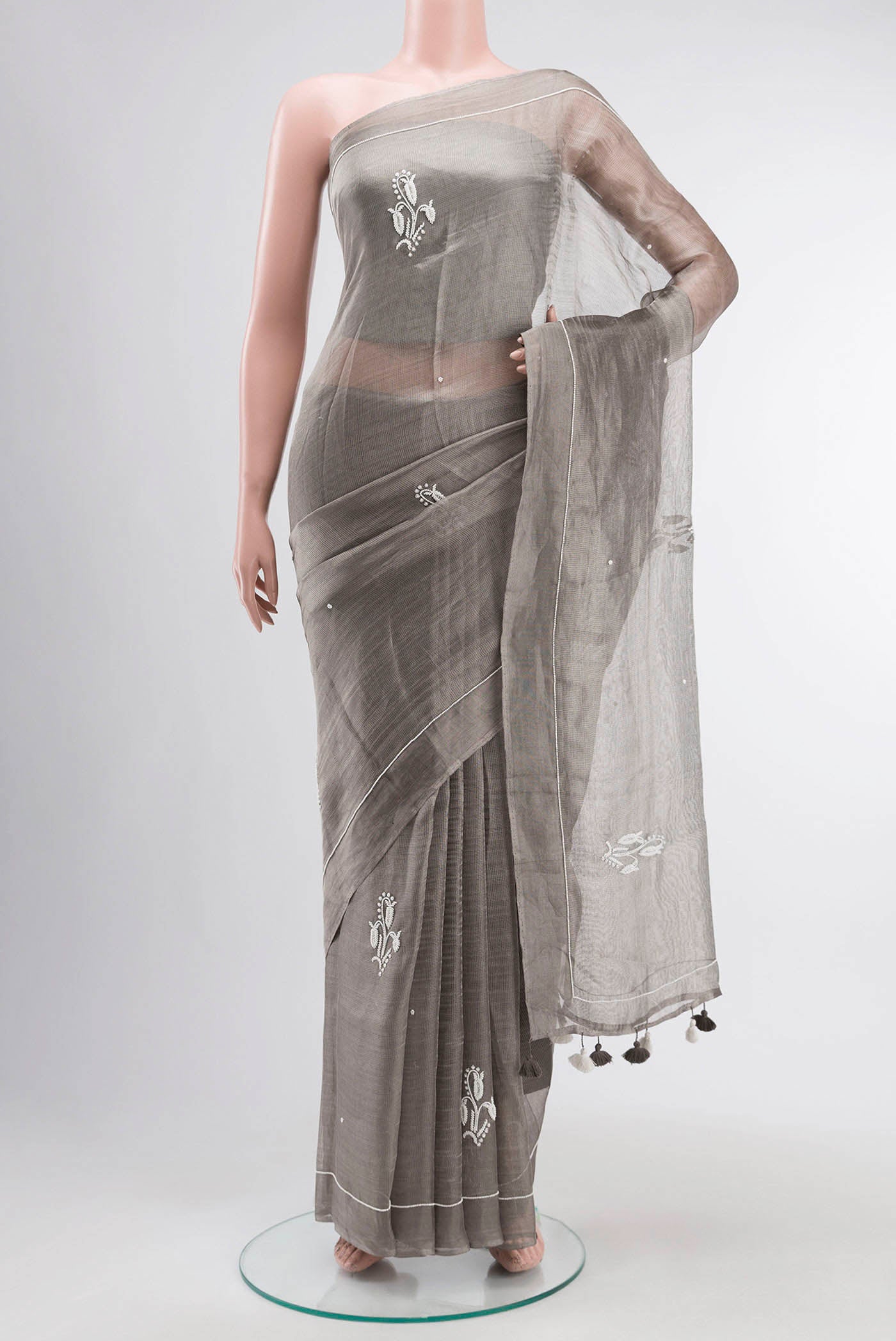 Grey Tissue Silk Saree