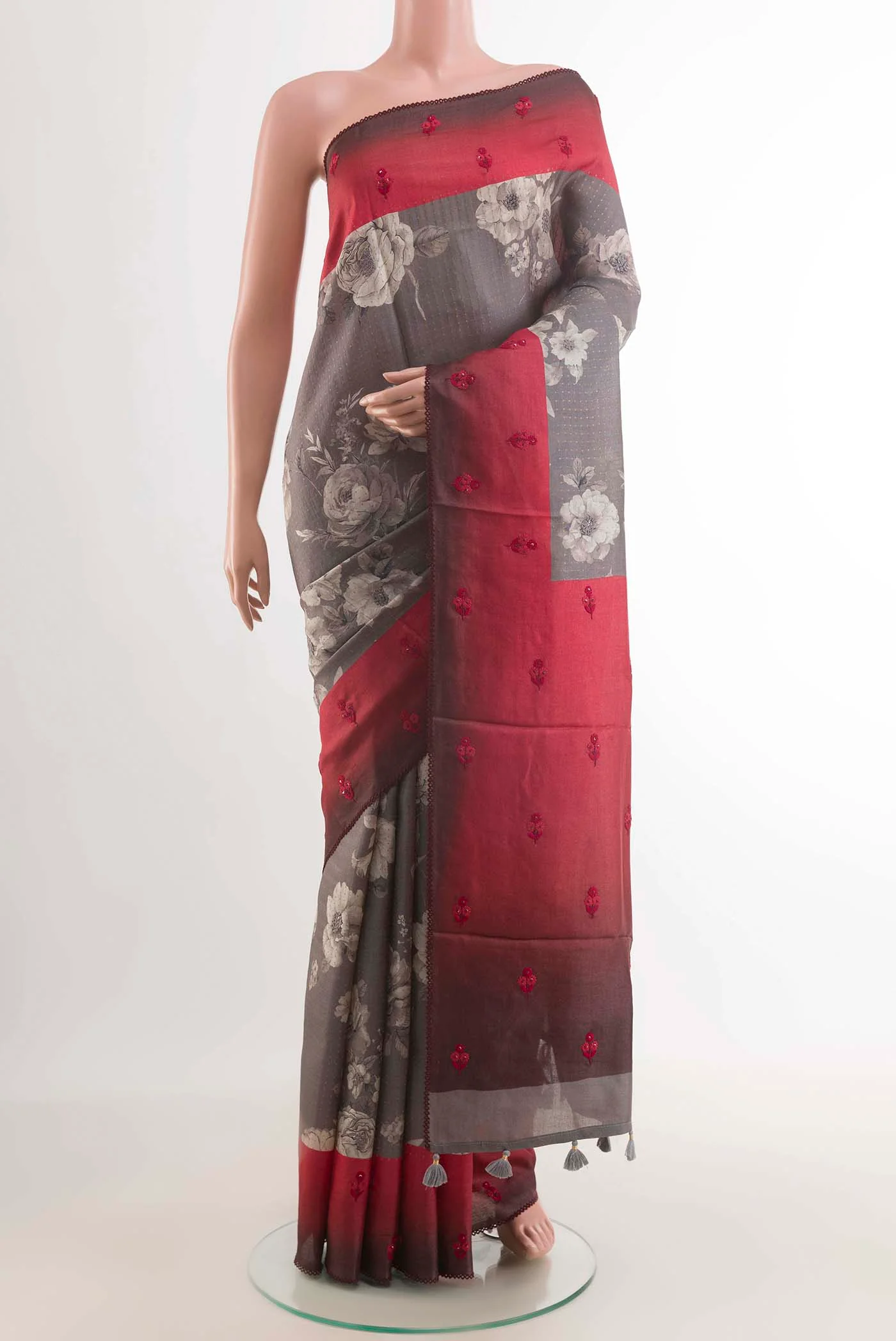 Grey Tussar Saree