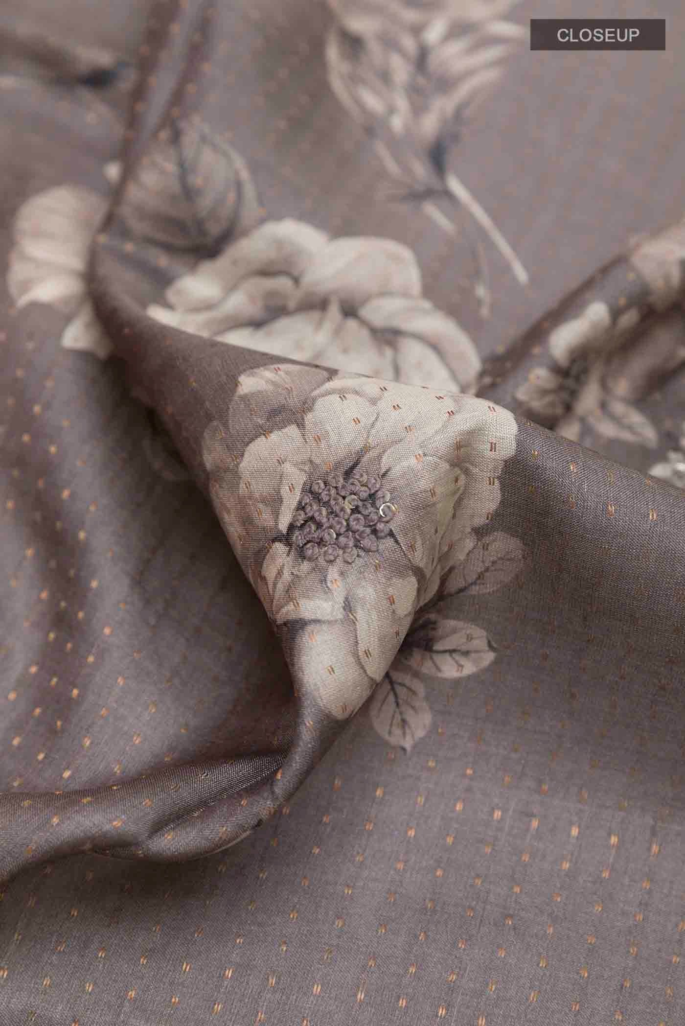 Grey Tussar Saree - Image 2
