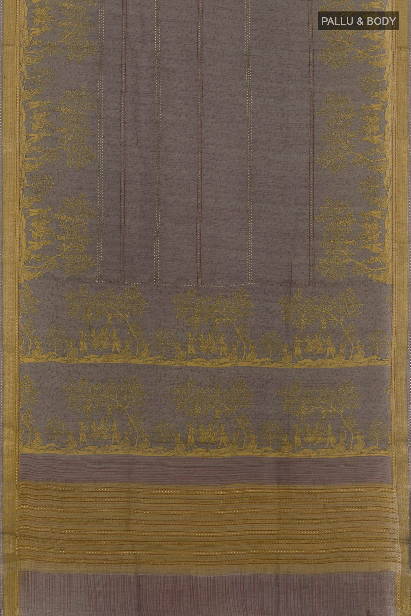 Grey Tussar Silk Saree - Image 3