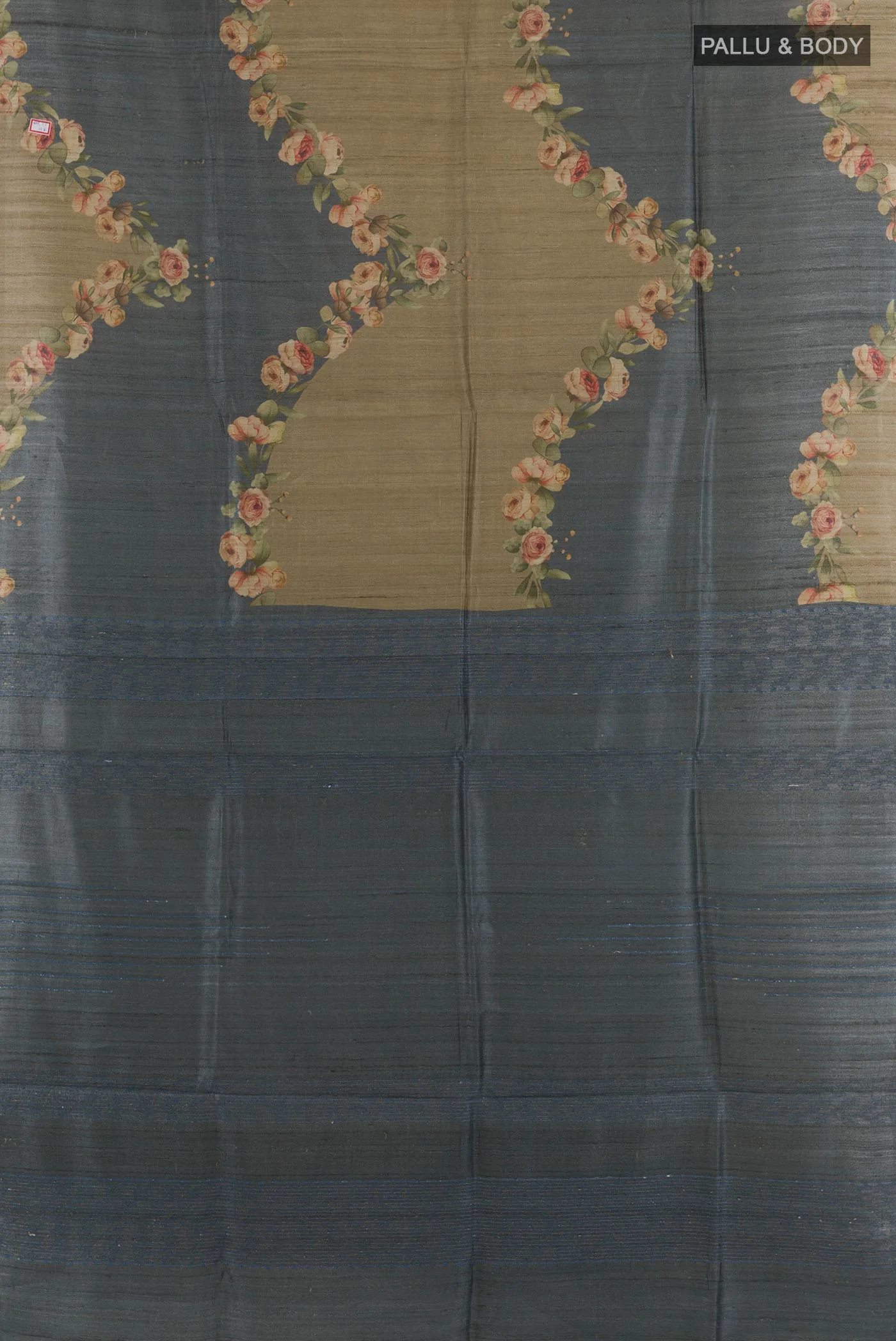 Grey Tussar Silk Saree - Image 3