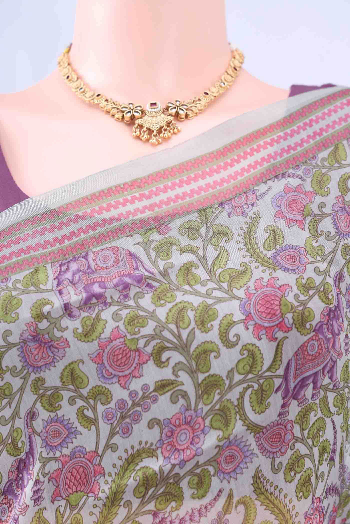 Grey Tussar Saree - Image 3
