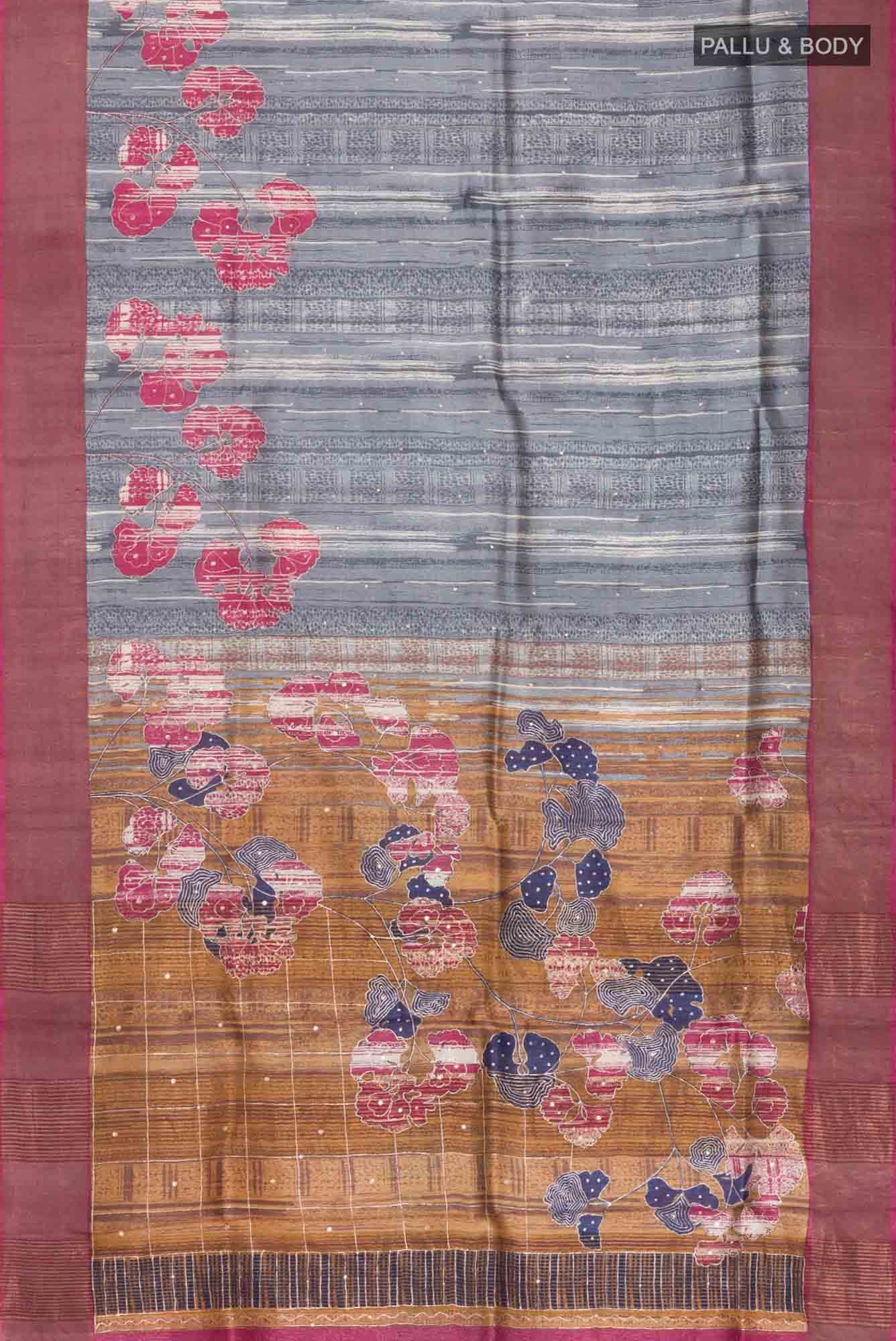 Grey Tussar Saree - Image 3