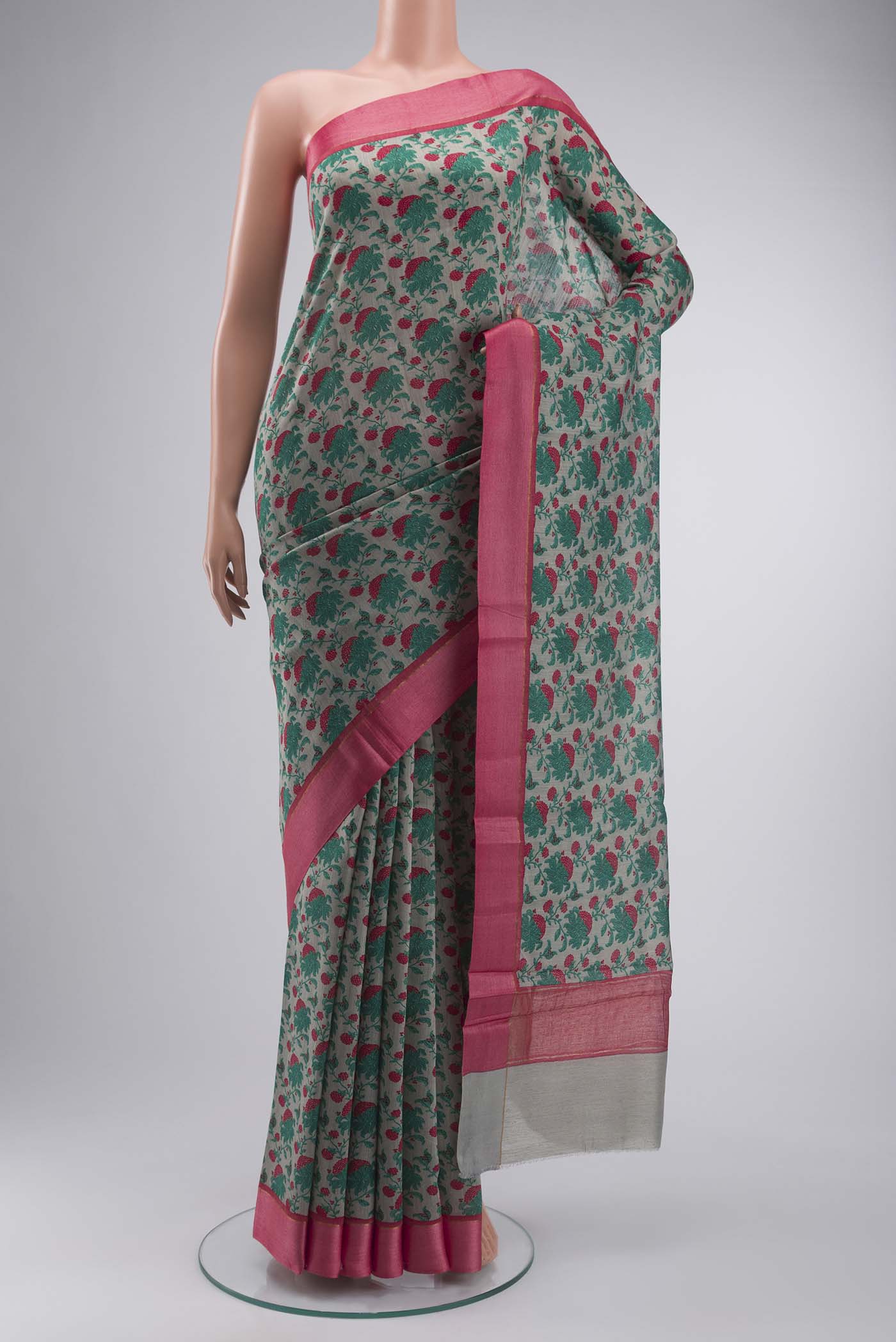 Grey Tussar Silk Saree