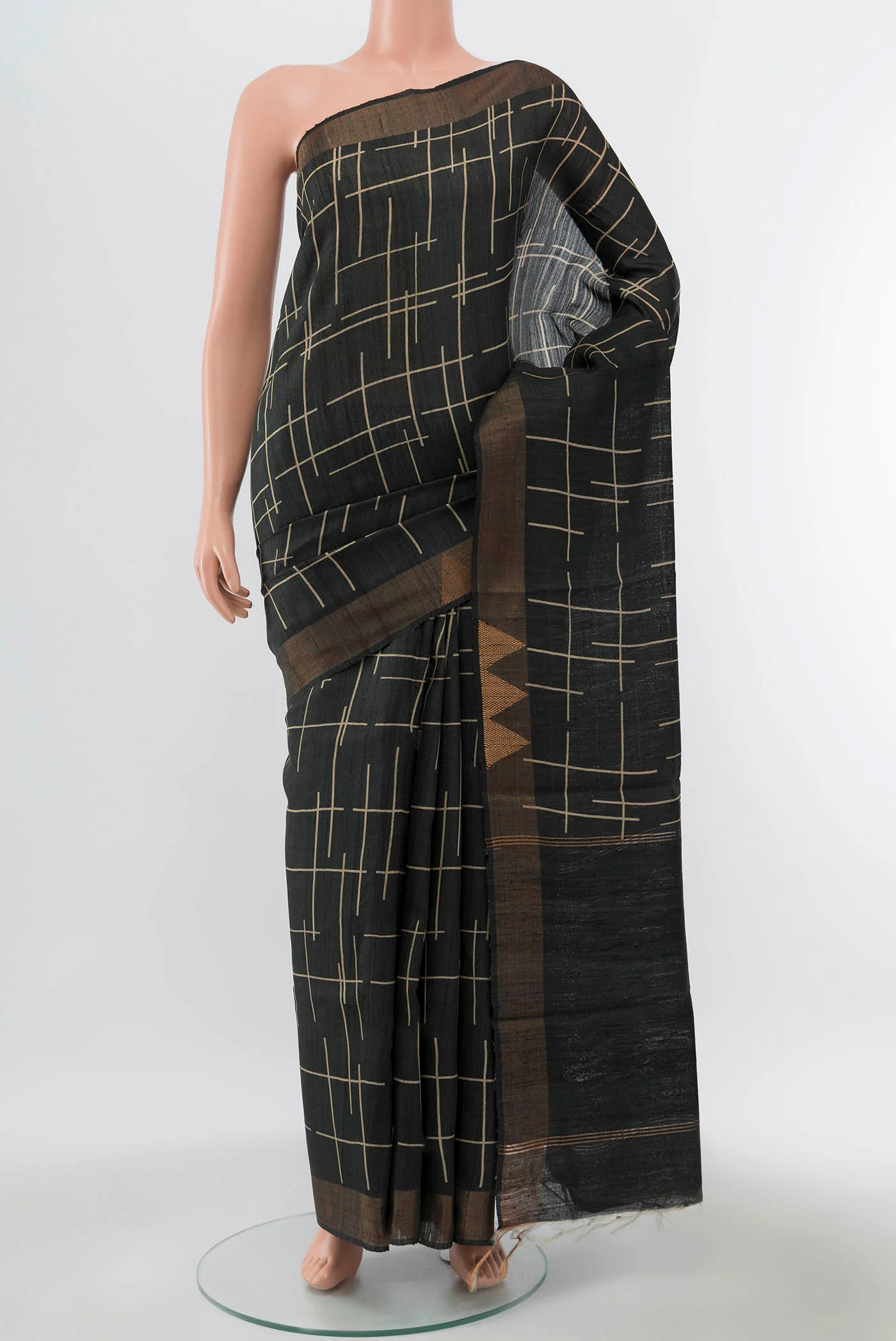 Grey Tussar Silk Saree
