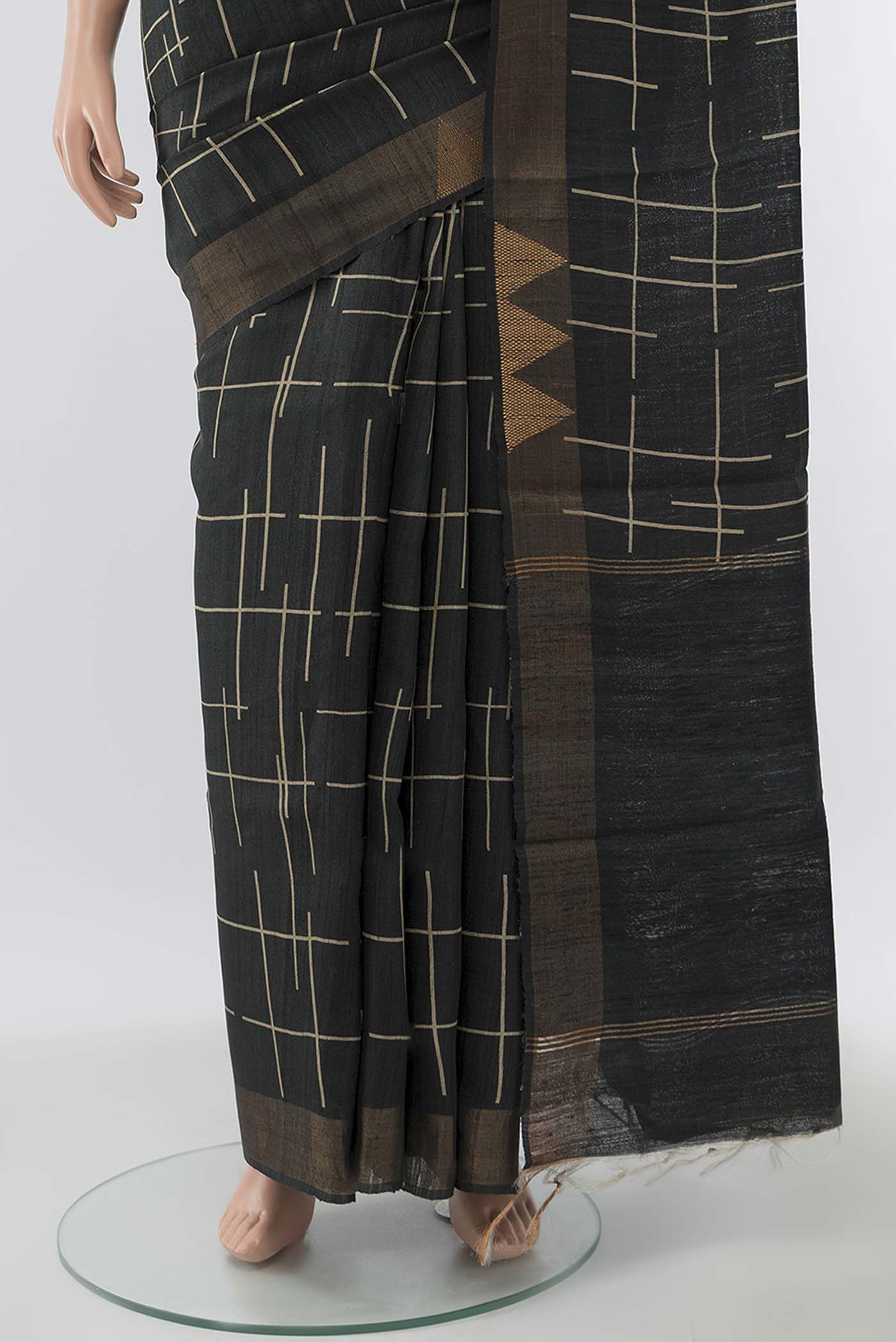 Grey Tussar Silk Saree - Image 3