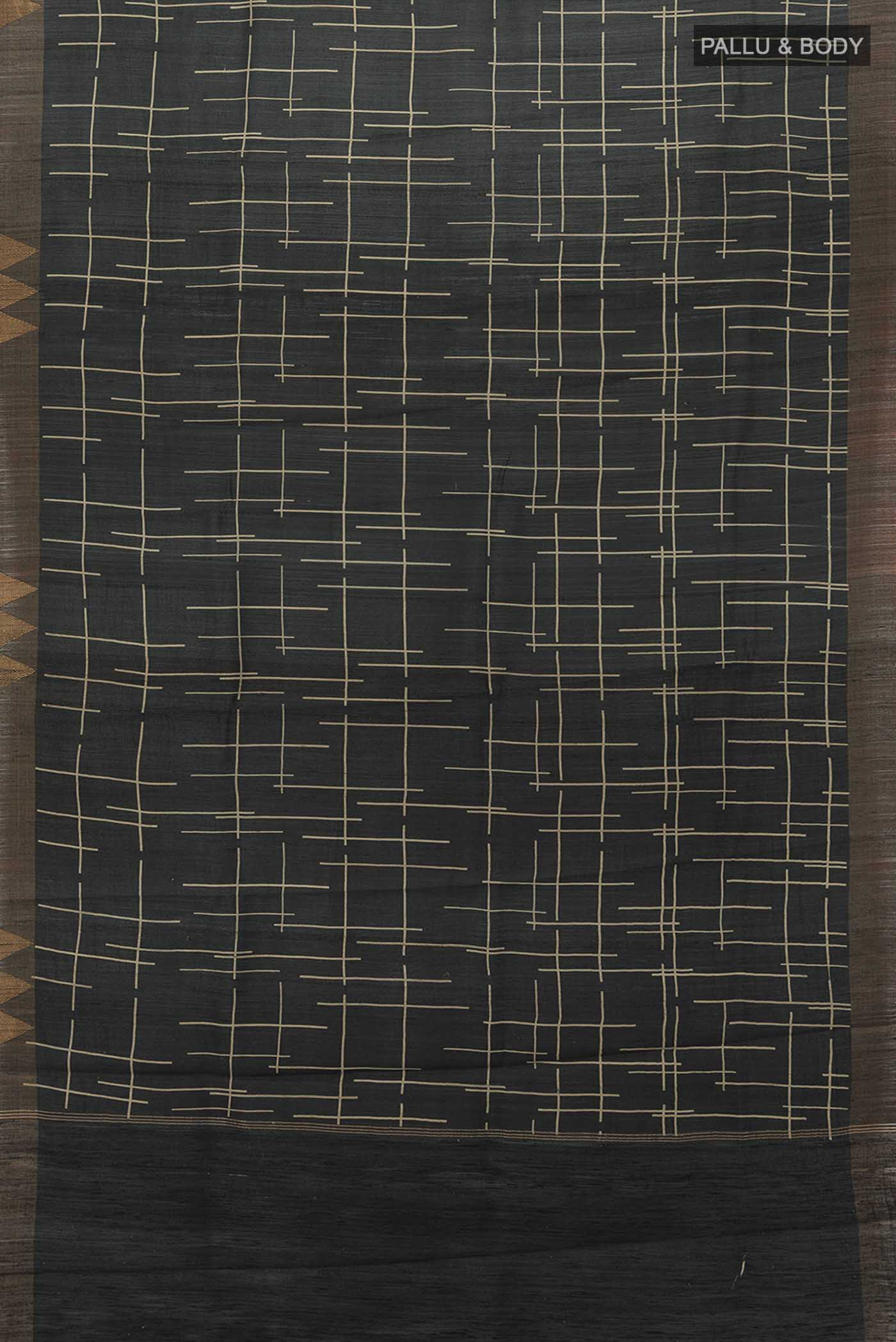 Grey Tussar Silk Saree - Image 5