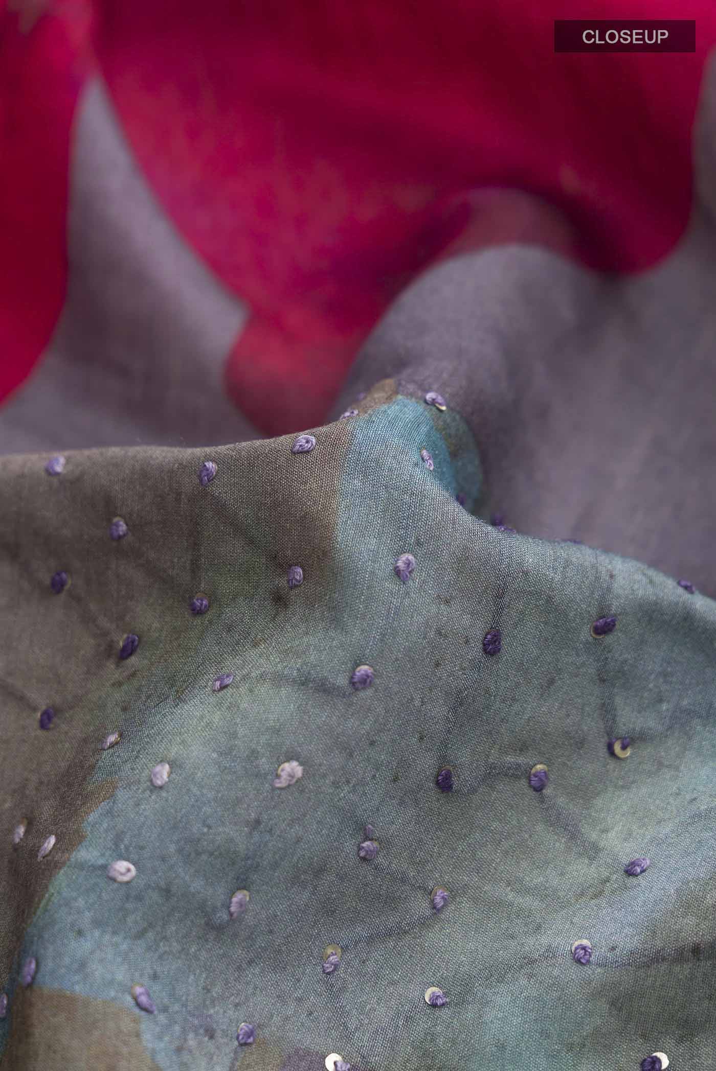 Grey Tussar Silk Saree - Image 2