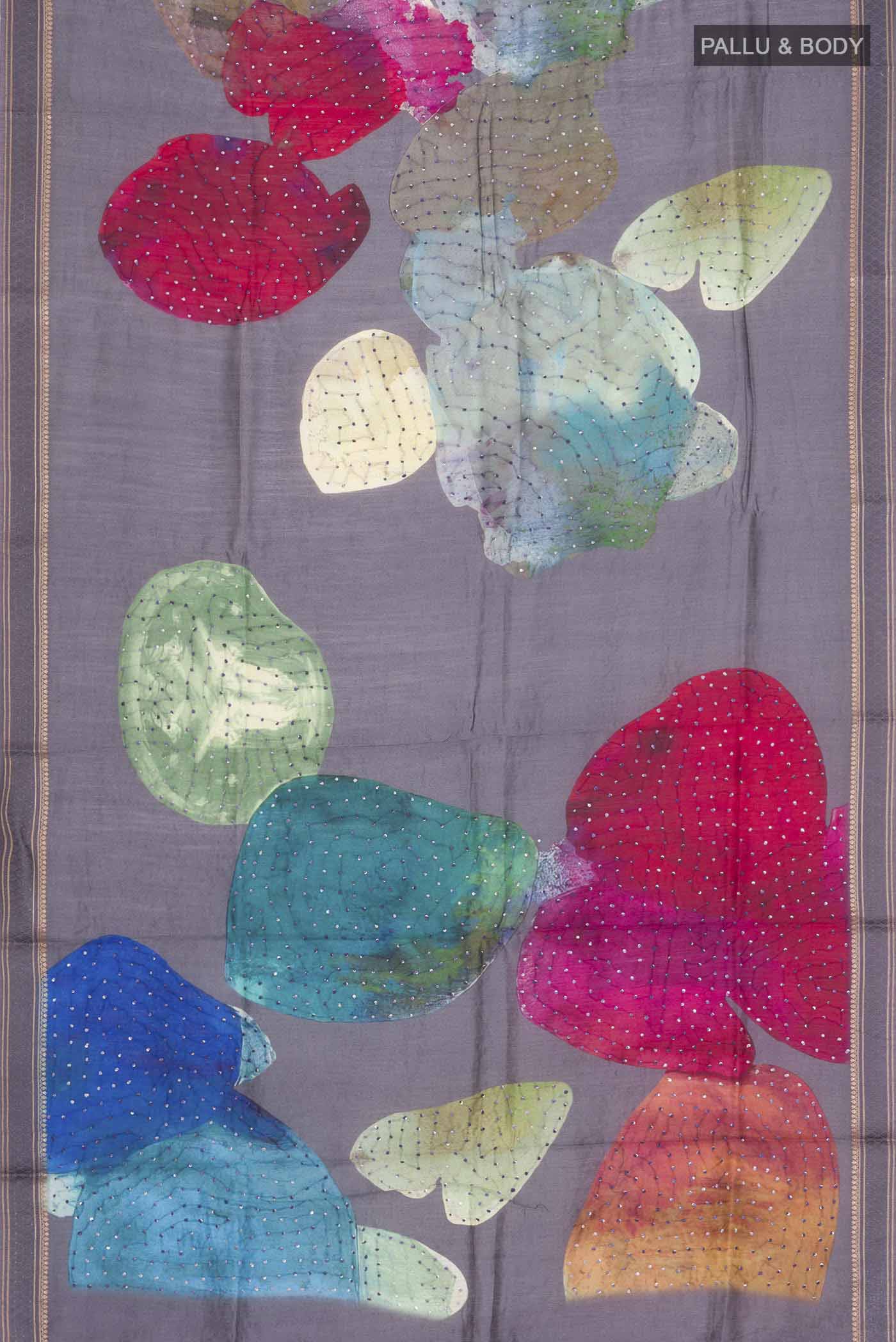Grey Tussar Silk Saree - Image 5