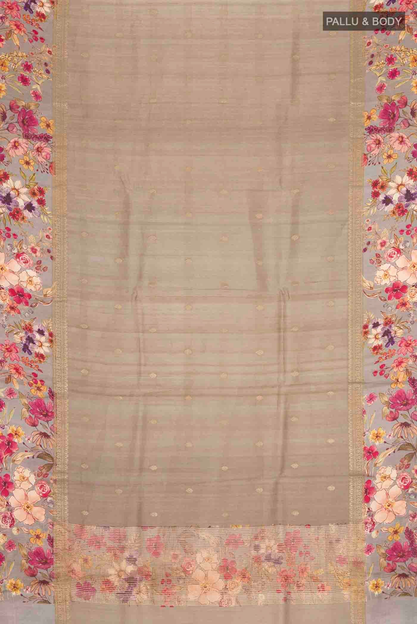 Grey Tussar Silk Saree - Image 6