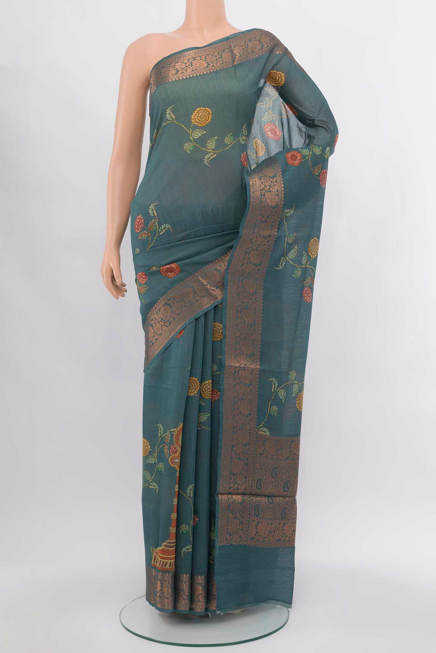Blue Tussar Silk Saree