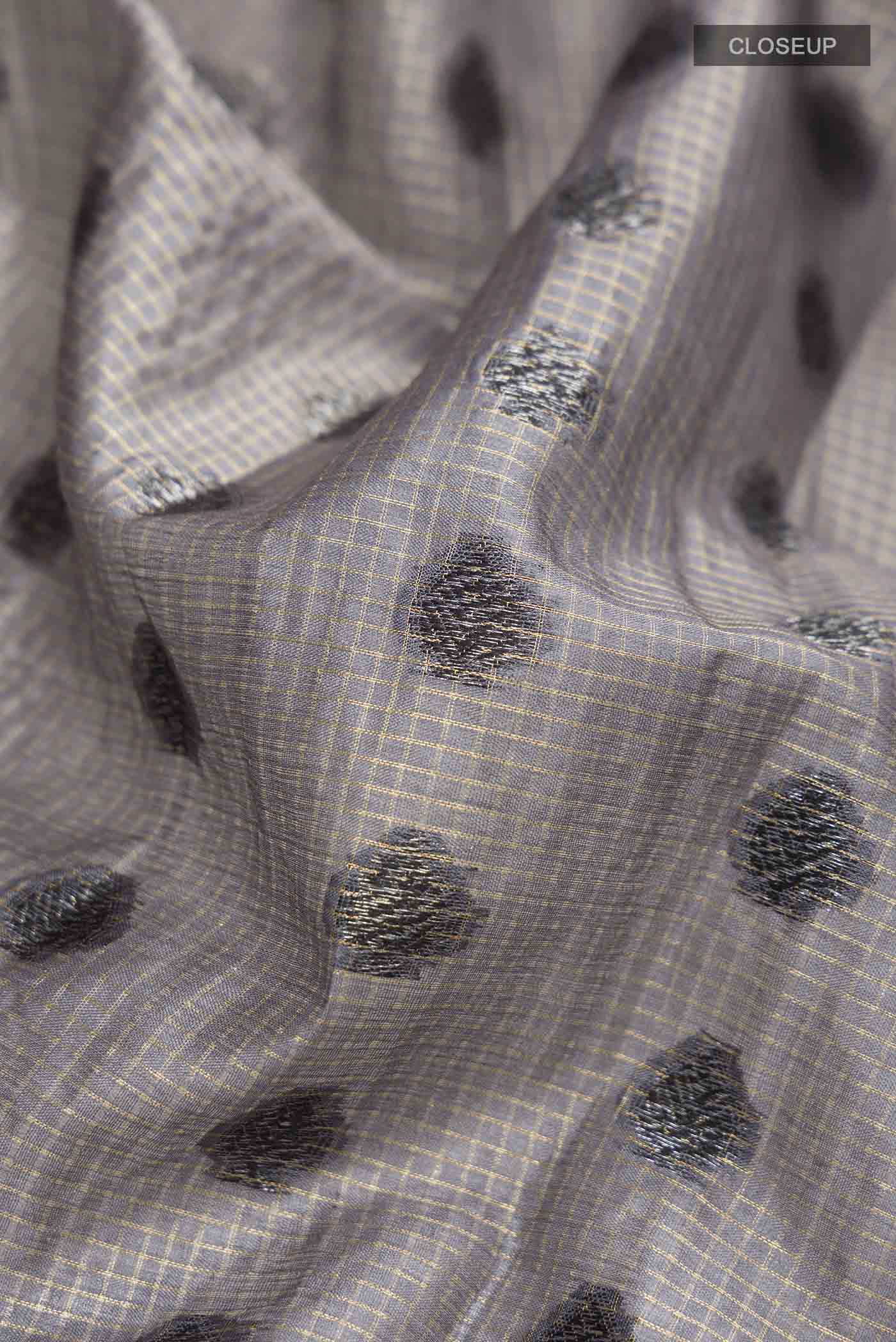 Grey Tussar Silk Saree - Image 2