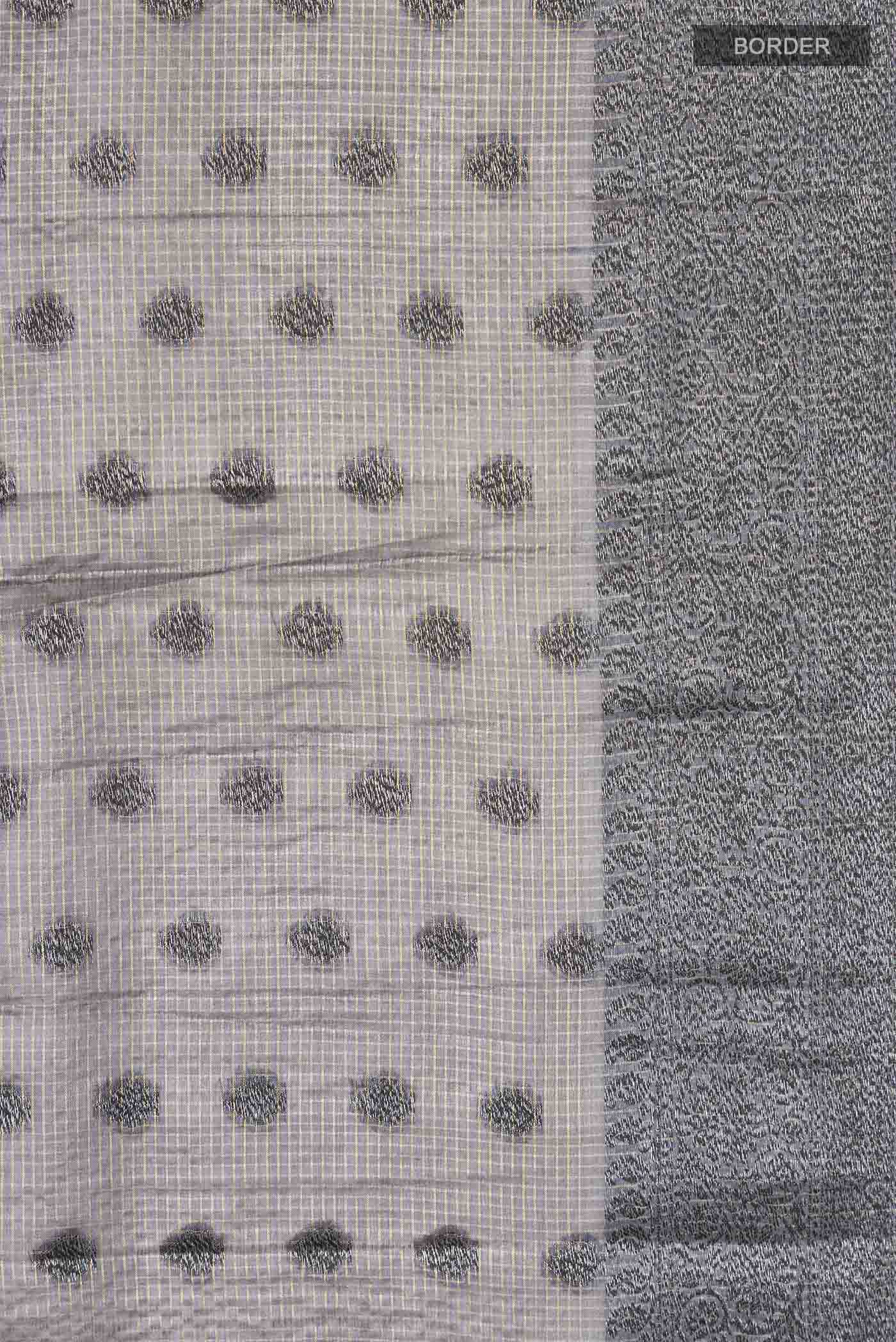 Grey Tussar Silk Saree - Image 3