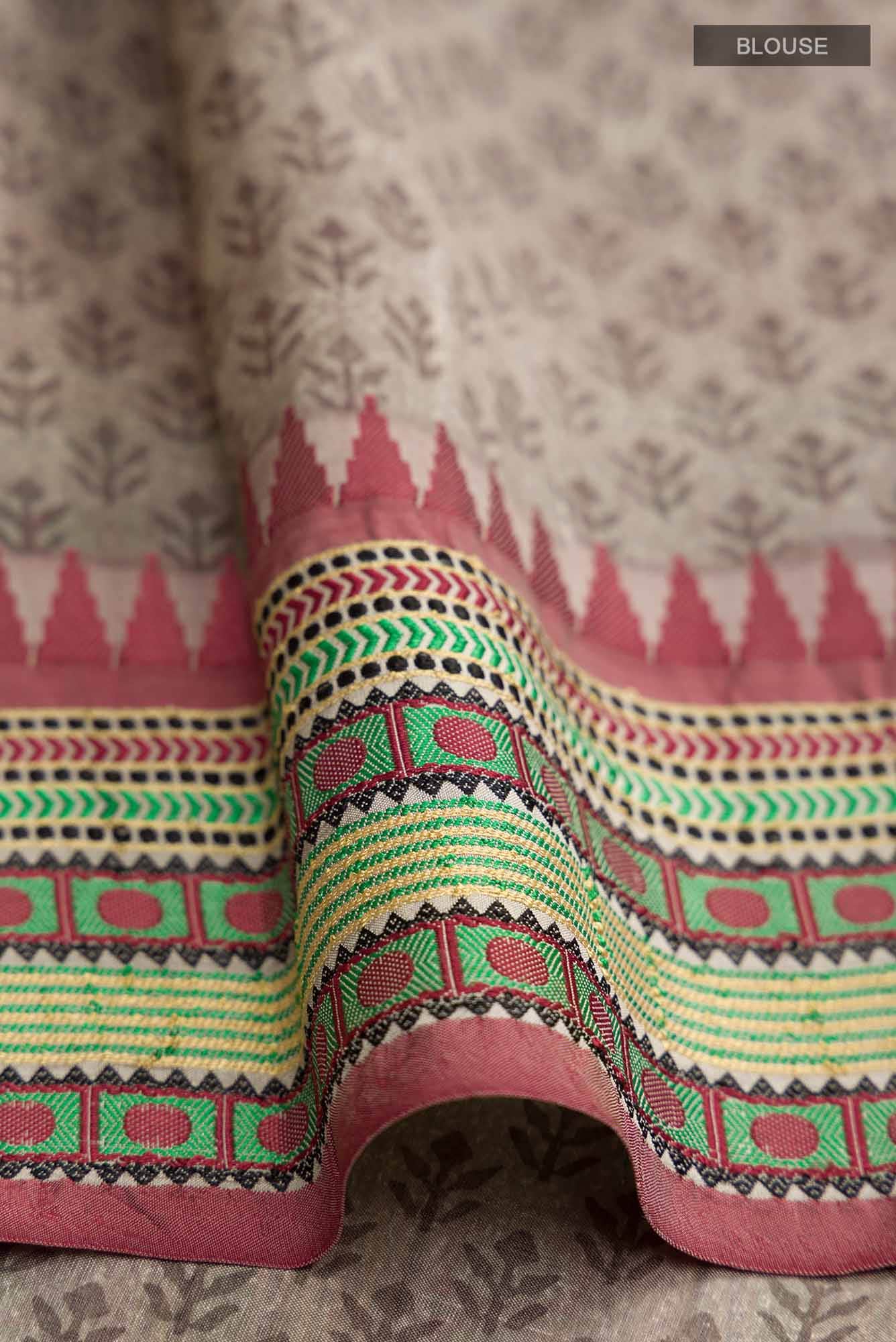 Grey Tussar Silk Saree - Image 4
