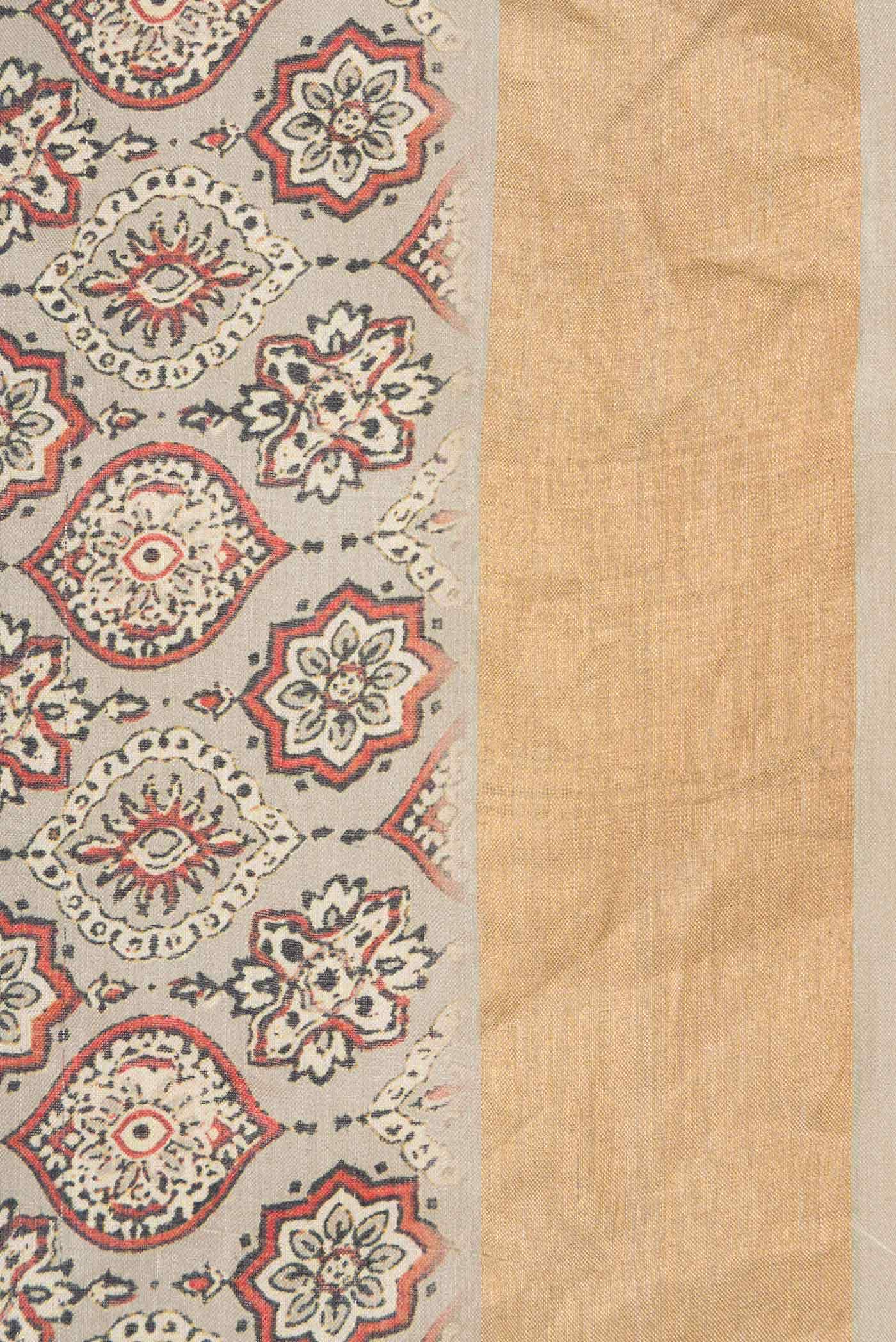 Grey Tussar Silk Saree - Image 3