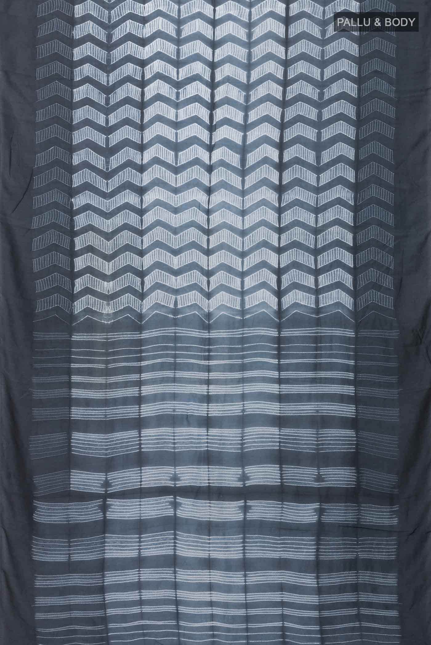 Grey Tussar Silk Saree - Image 3