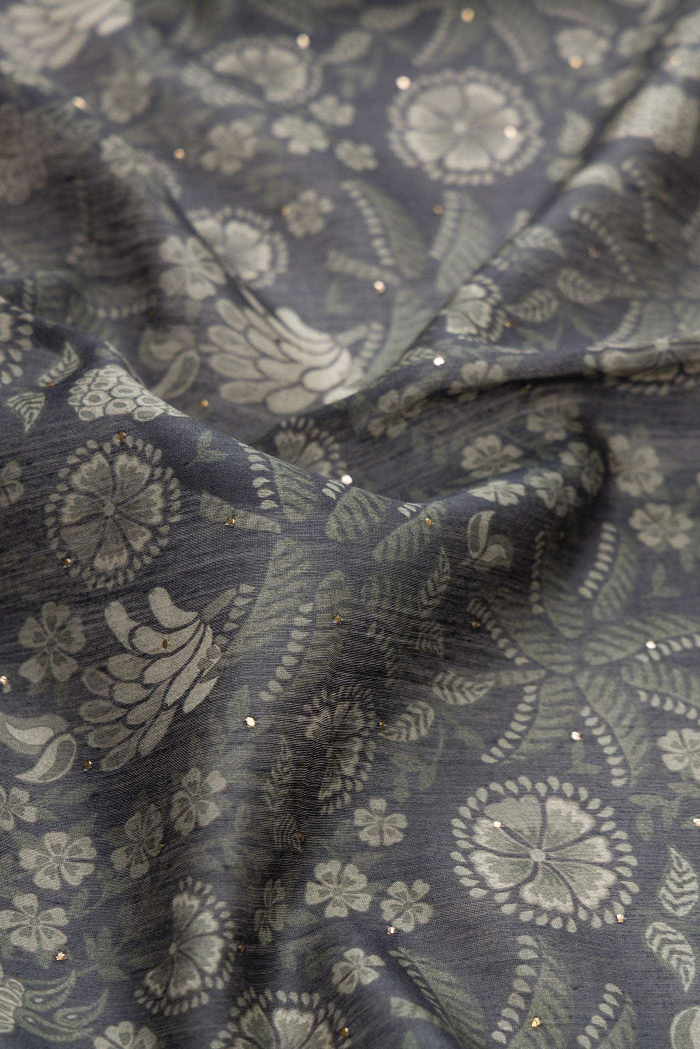 Grey Tussar Silk Saree - Image 2