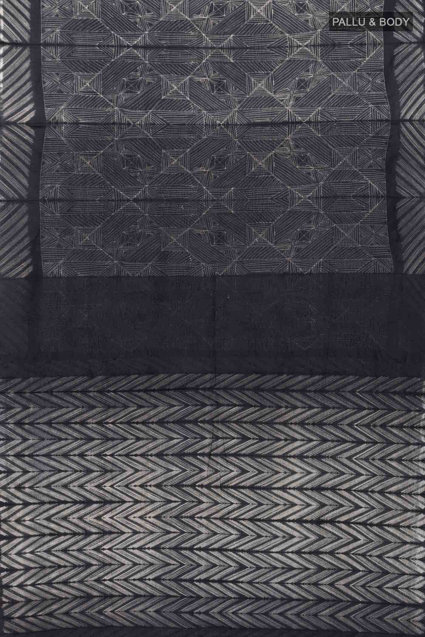 Grey Tussar Silk Saree - Image 3