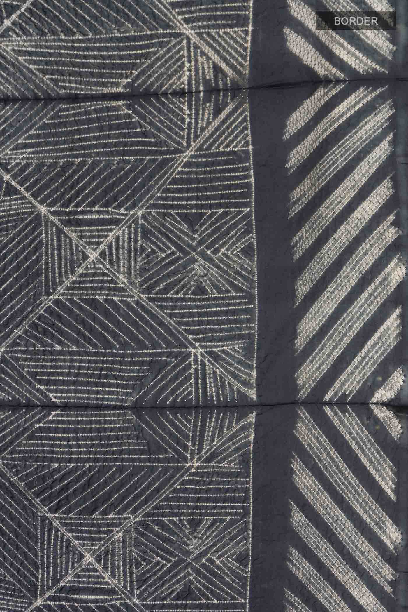 Grey Tussar Silk Saree - Image 4