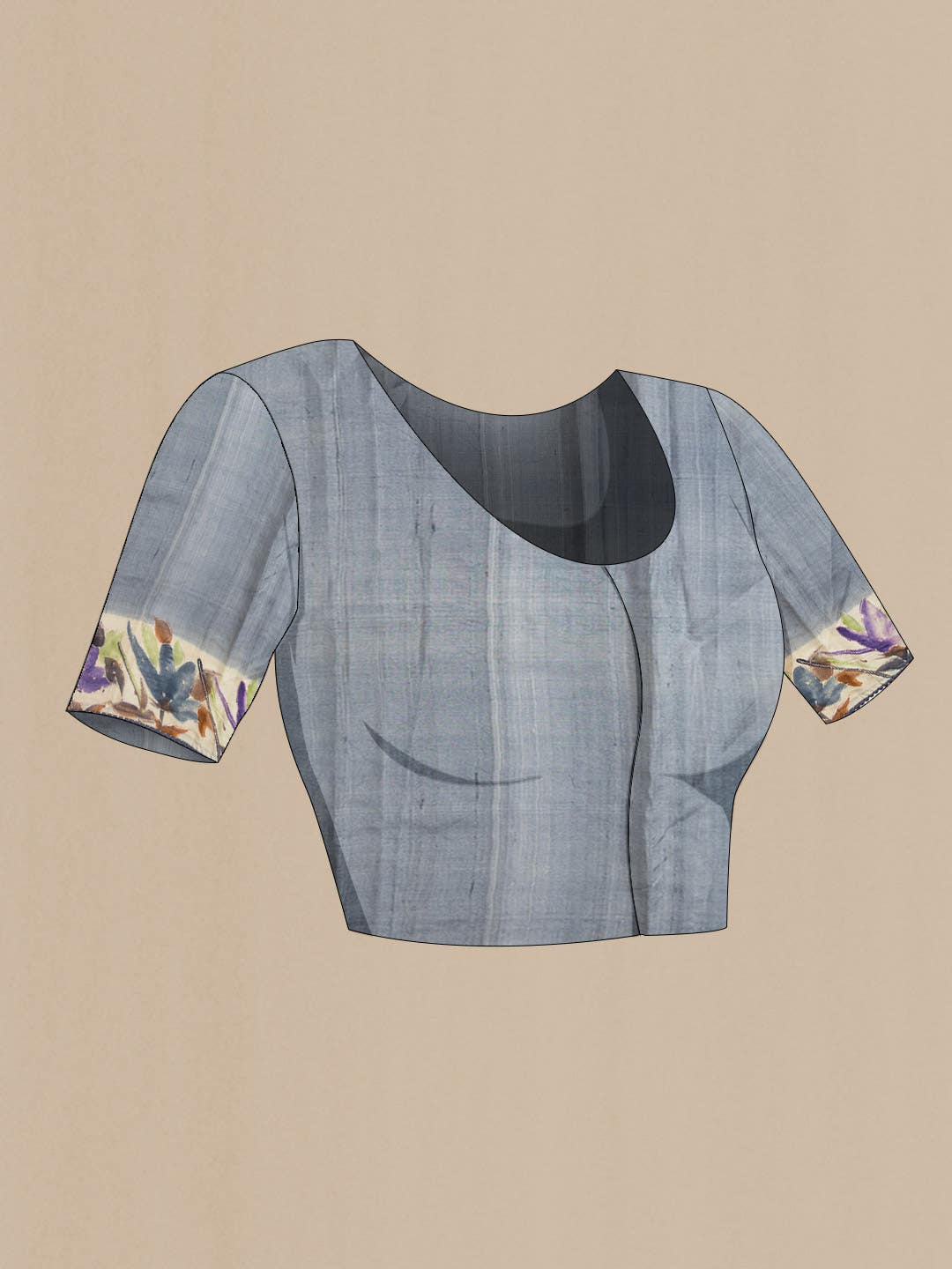 Grey Tussar Silk Saree - Image 5