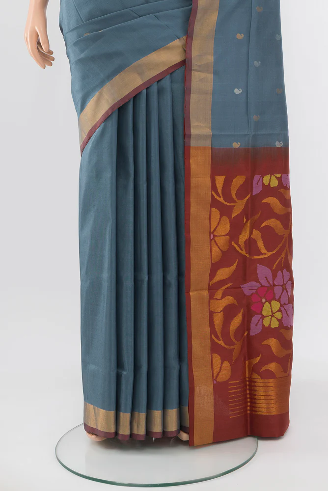 Grey Uppada Silk Saree - Image 3