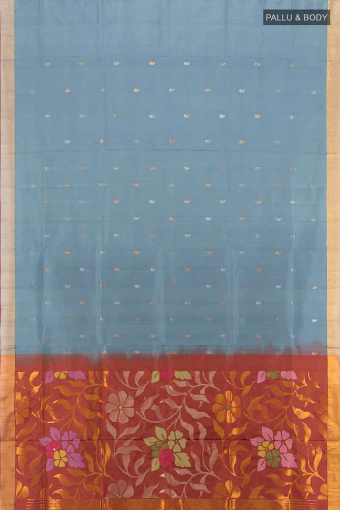 Grey Uppada Silk Saree - Image 5