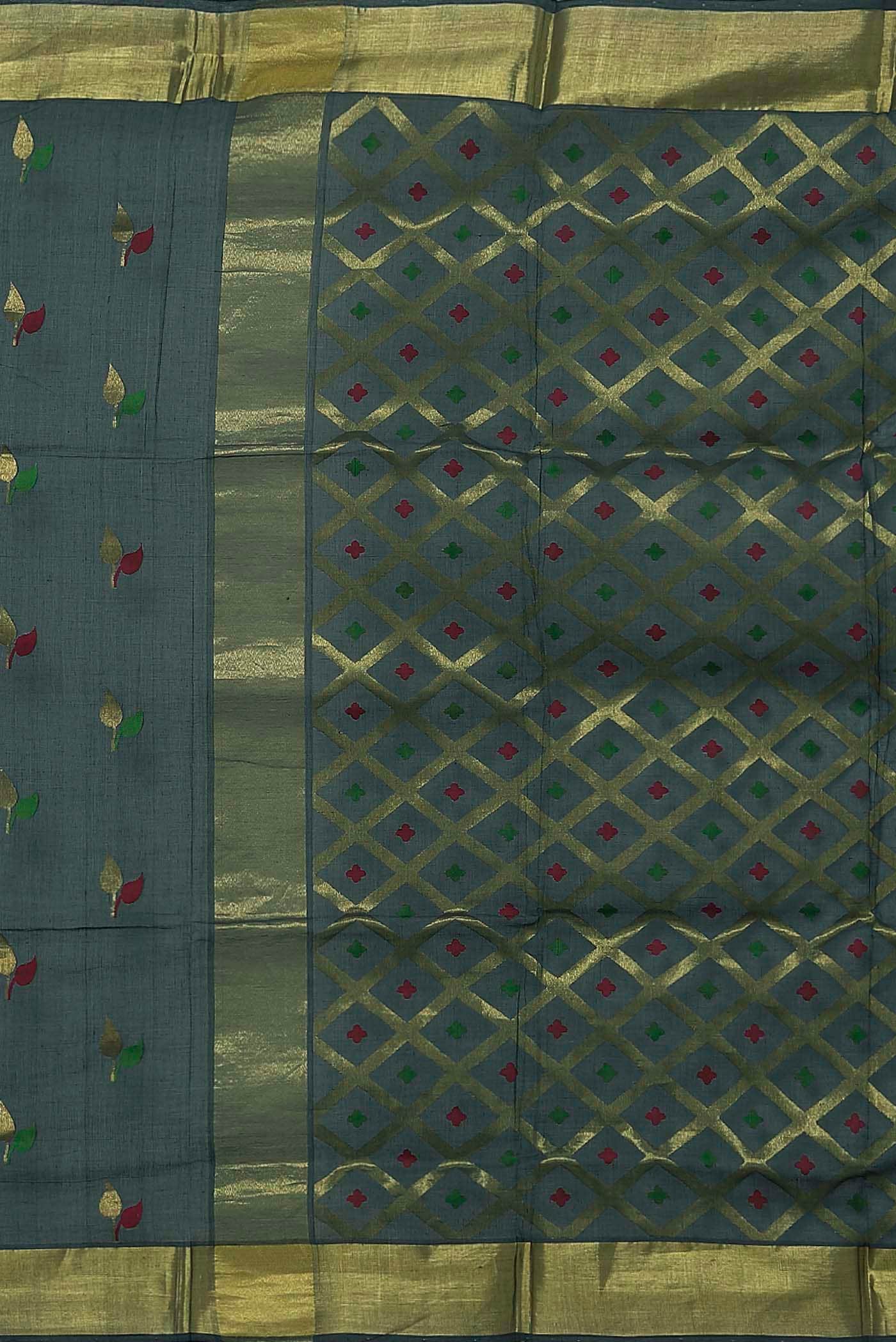 Grey Venkatagiri Cotton Saree - Image 5