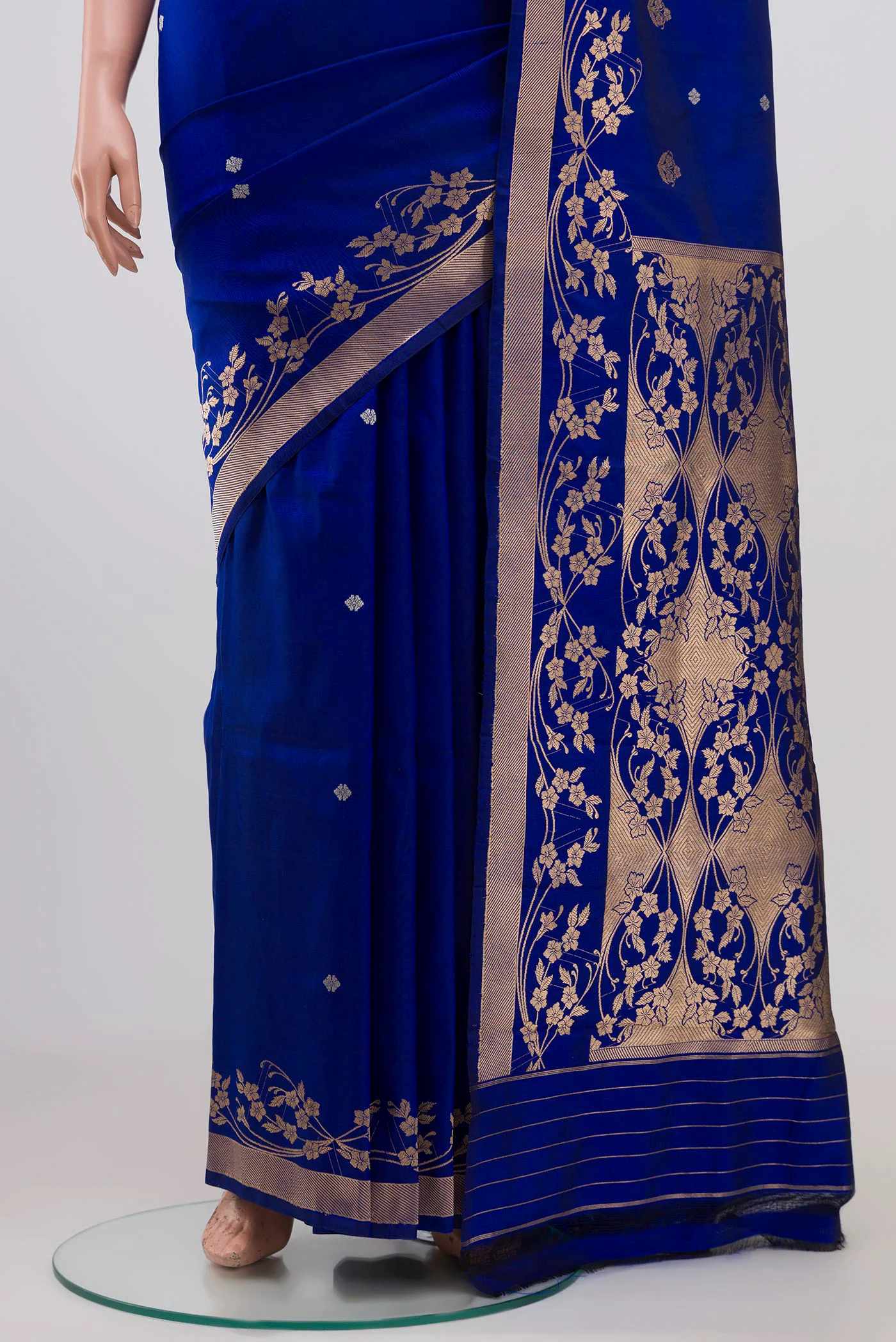 Gul- Royal Blue Banarasi Katan Silk Saree - Image 5