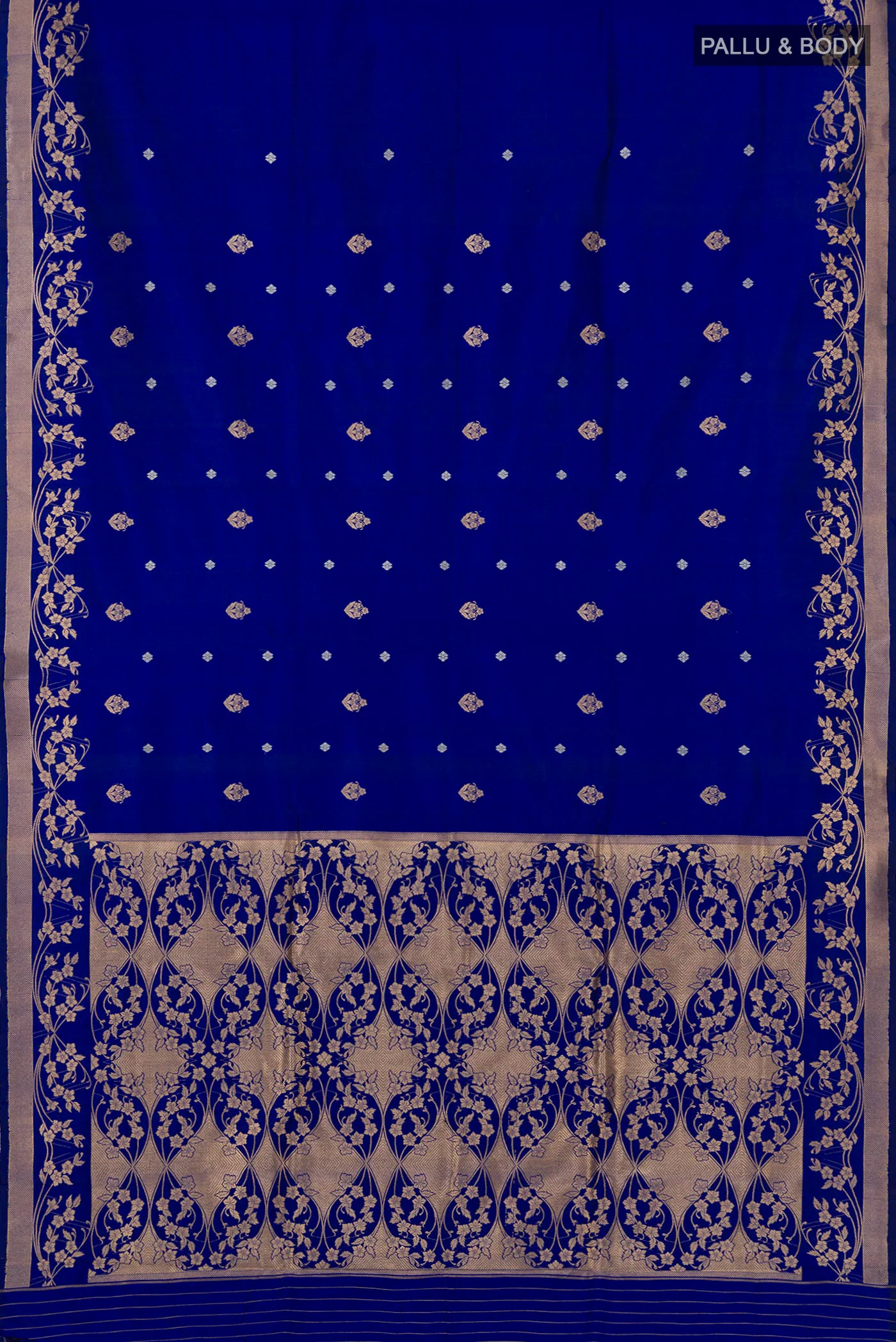 Gul- Royal Blue Banarasi Katan Silk Saree - Image 7