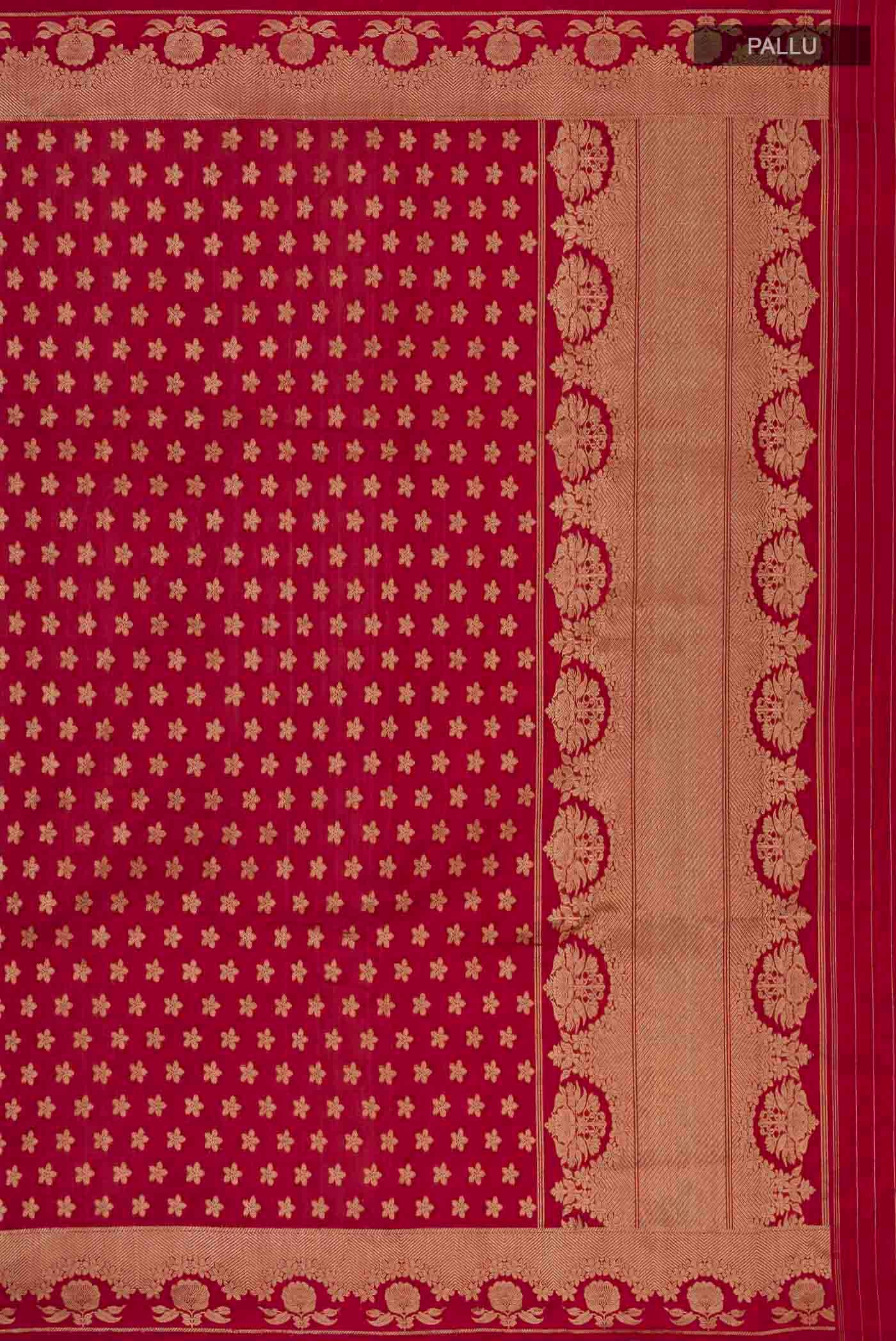 Gulal-Maroon Banarasi Katan Silk Saree - Image 8