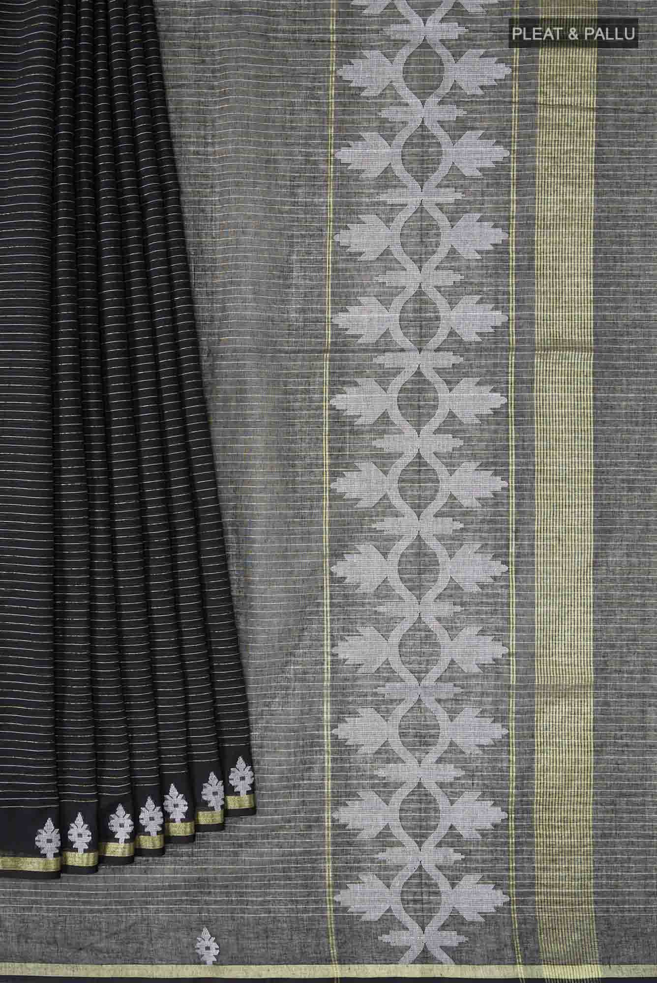 Haimanti-Black Bengal Cotton Saree - Image 2